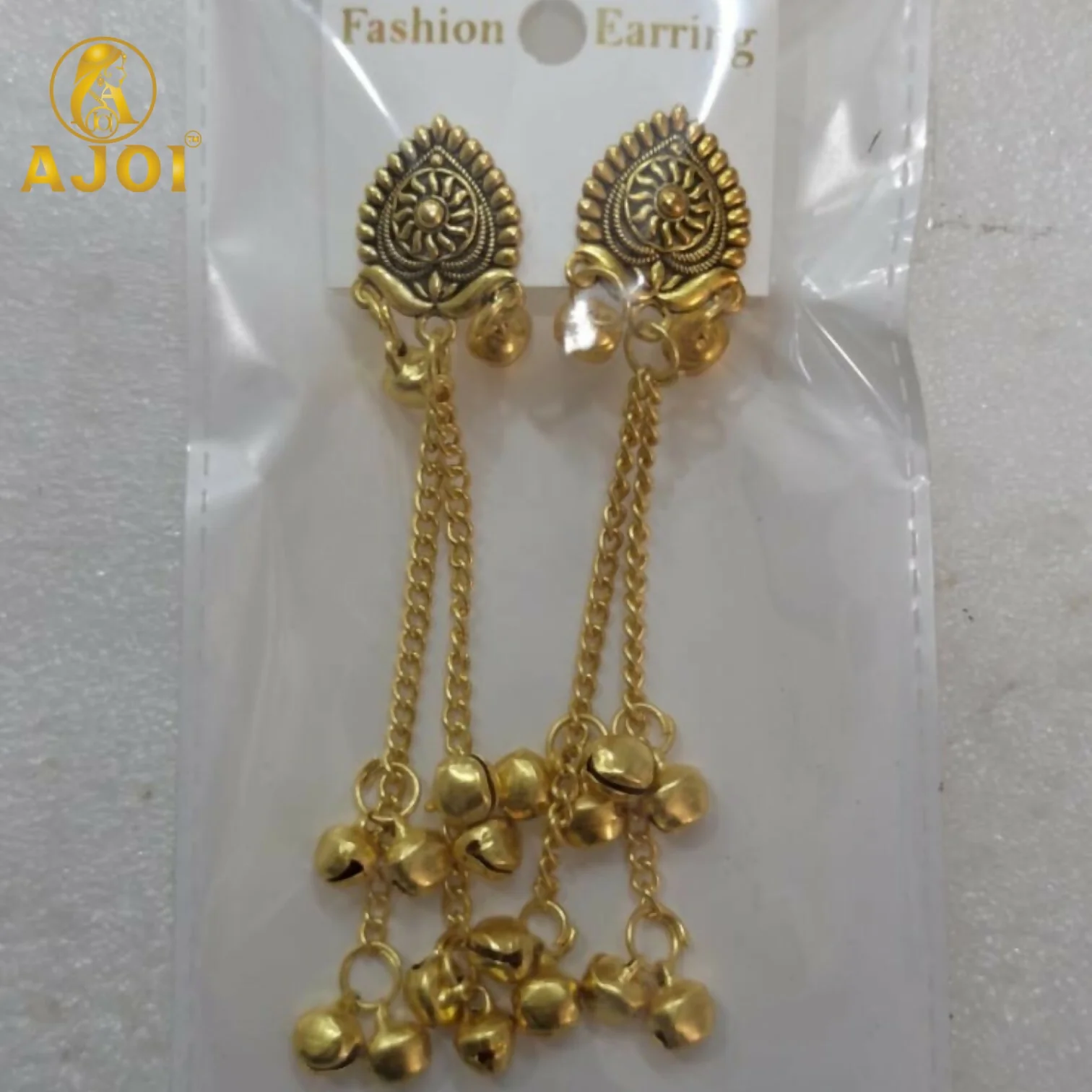 Traditional Antique Gold Chain Drop Earrings - Image 5