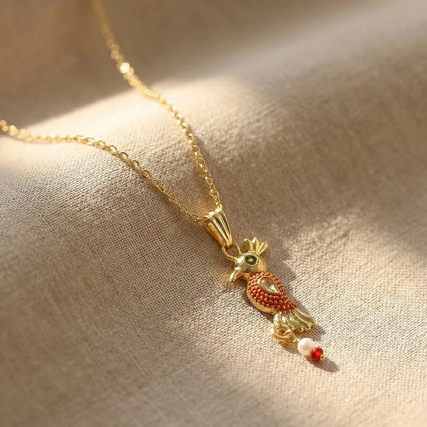 Traditional Bird Design Pendant Necklace with Chain for Women - Image 2
