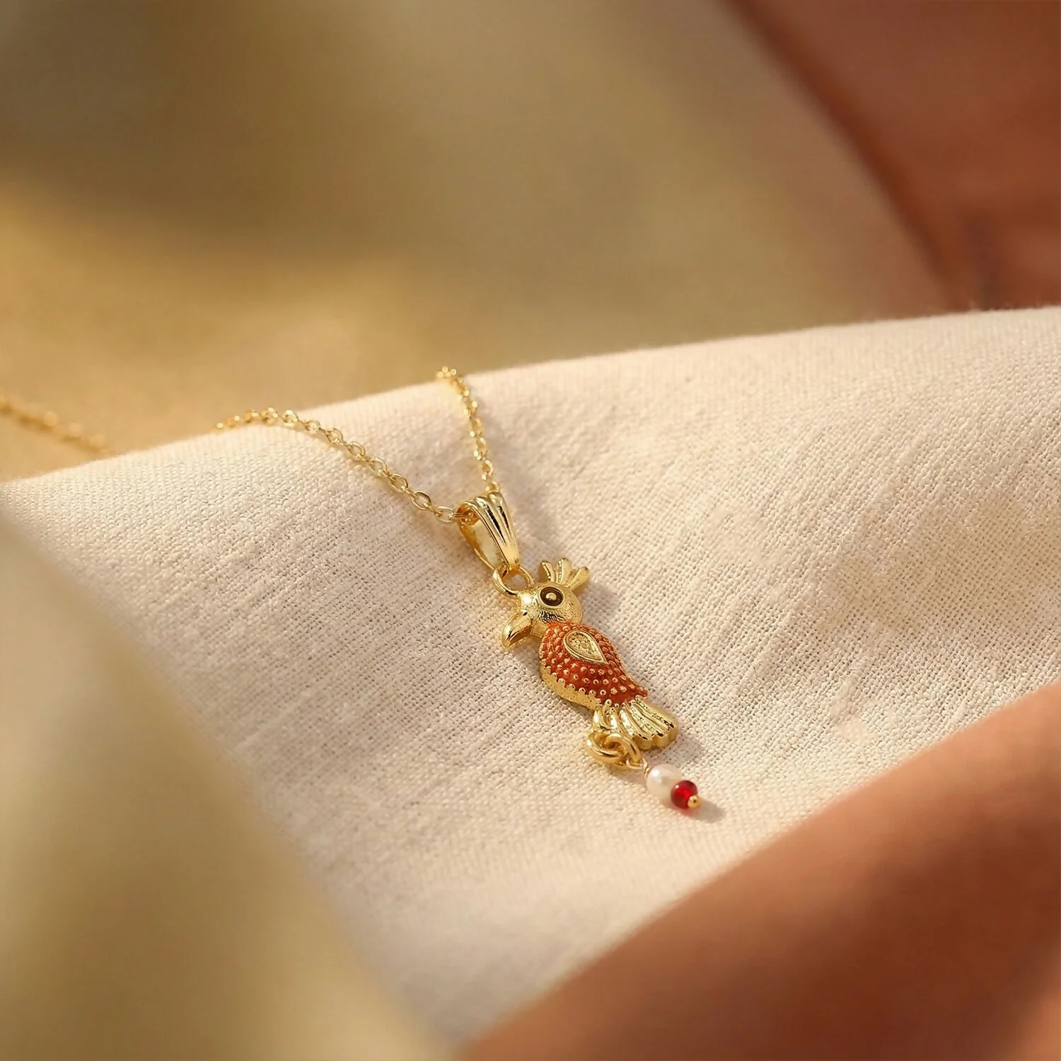 Traditional Bird Design Pendant Necklace with Chain for Women - Image 3