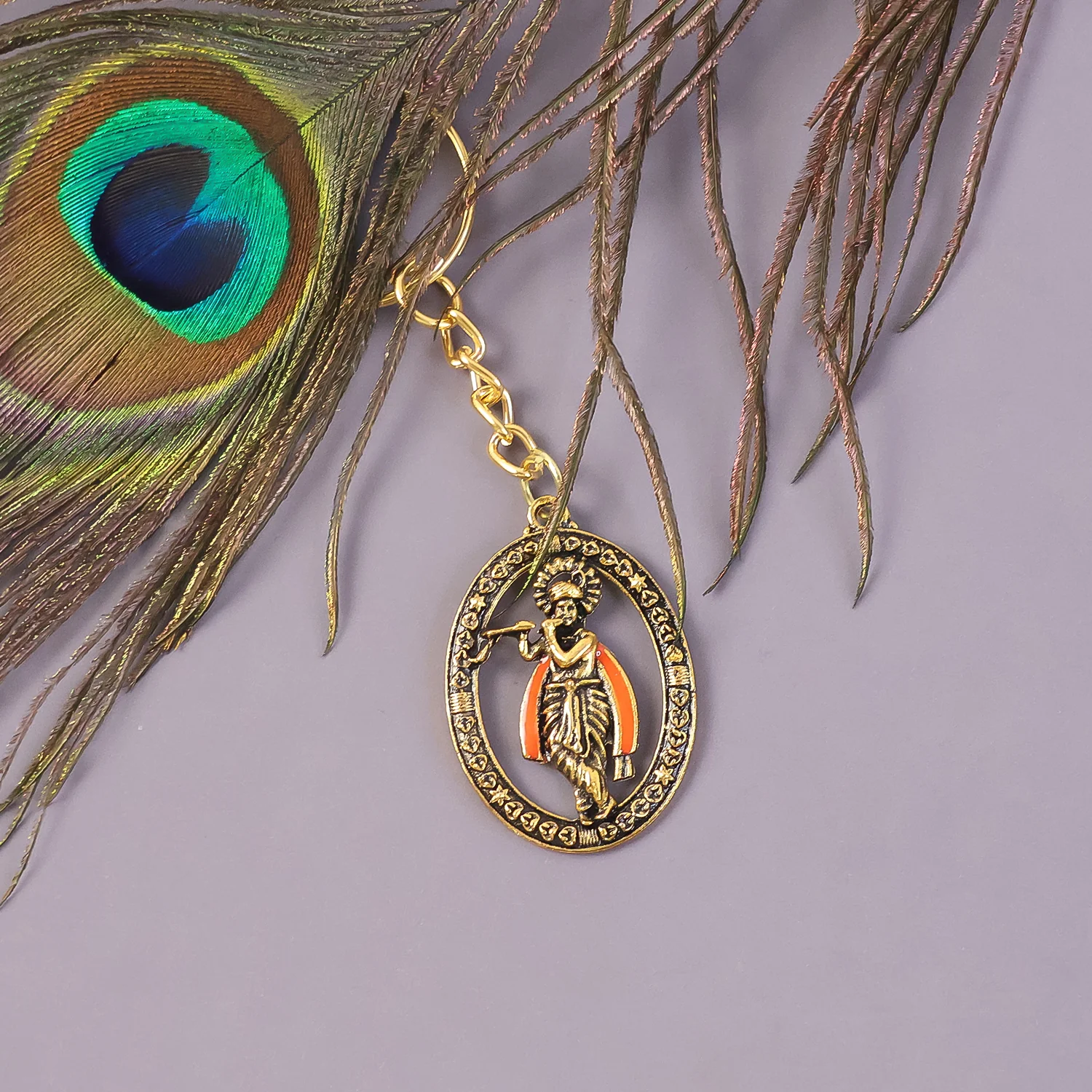 Metal Traditional Decorative Lord Krishna Keychain (1 Pc) - Image 3