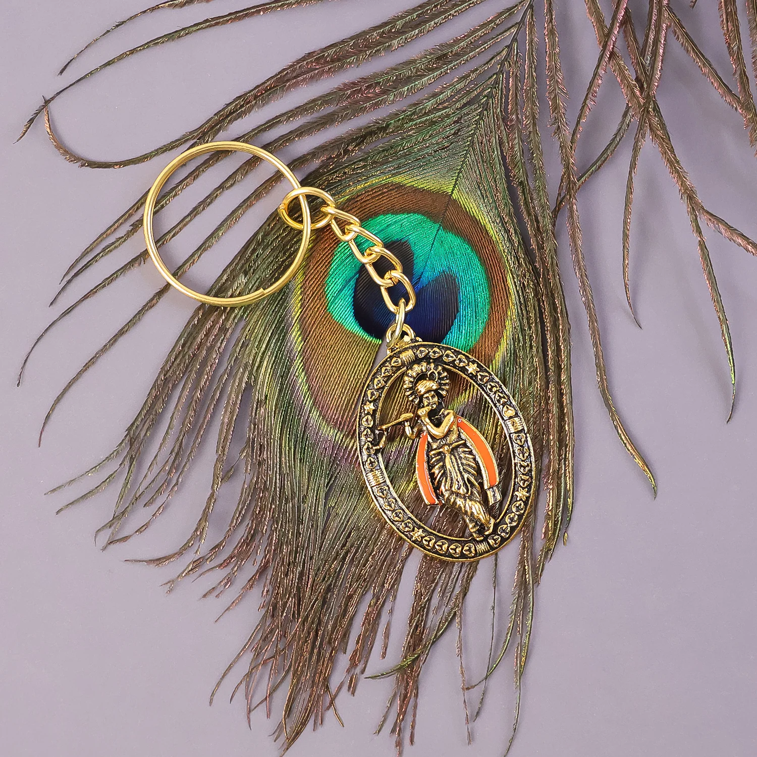 Metal Traditional Decorative Lord Krishna Keychain (1 Pc) - Image 4