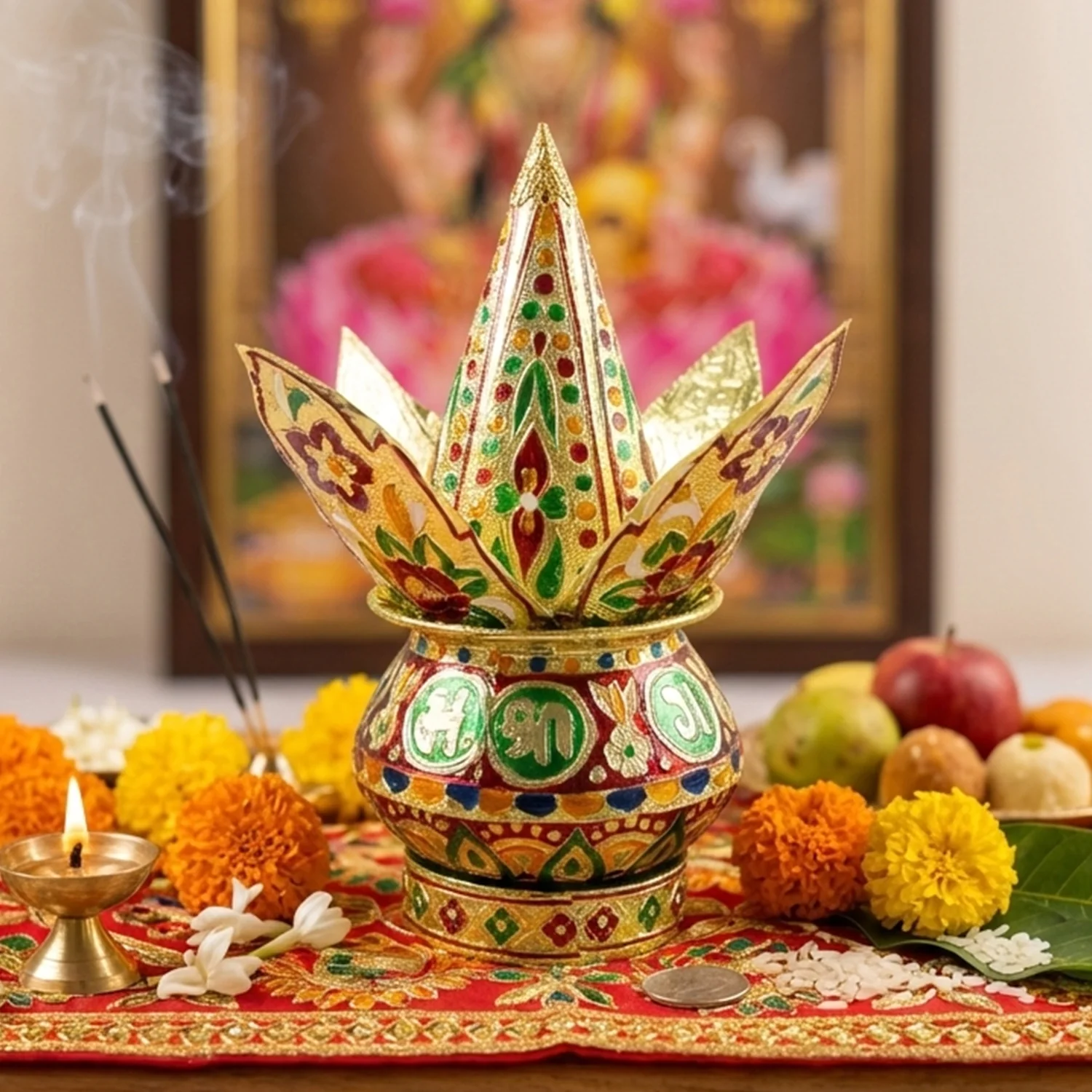 Traditional Decorative Pooja Kalash (1 Set) - Image 3