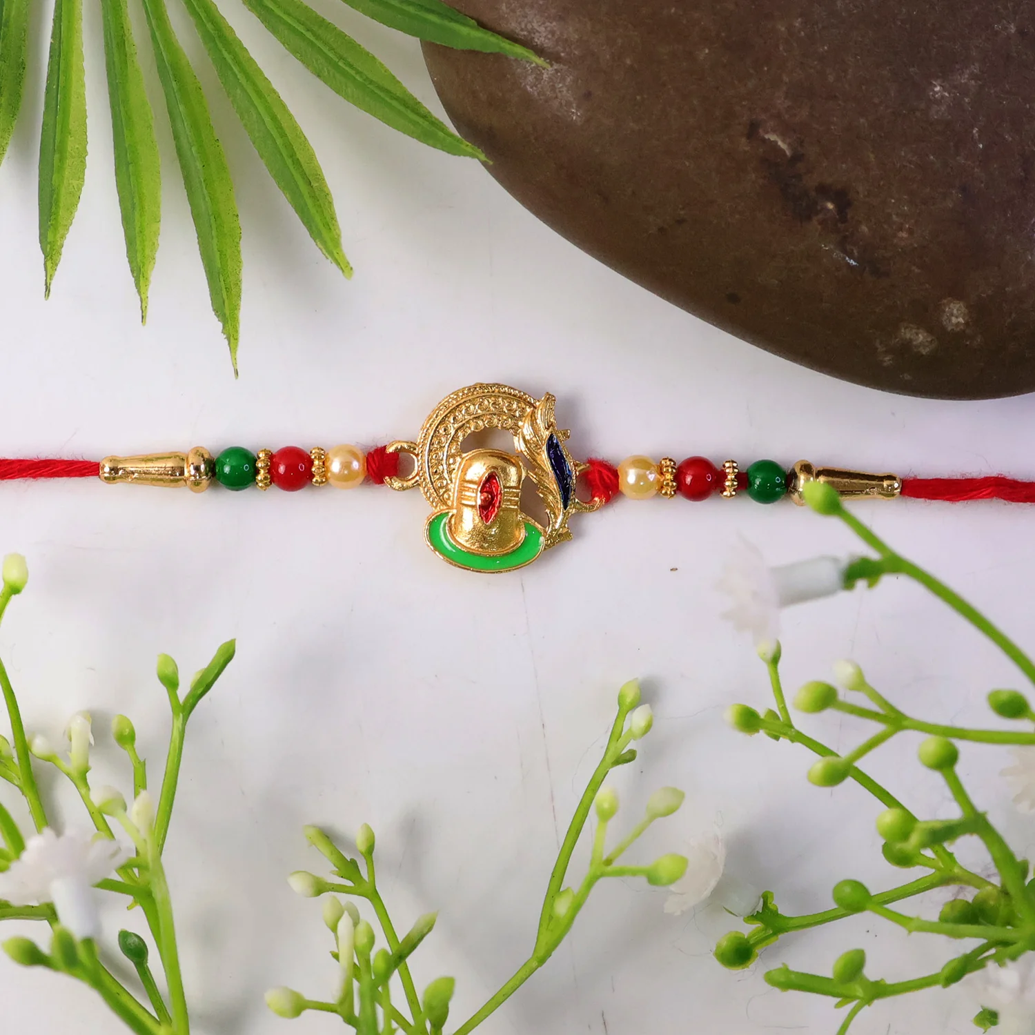 Traditional Designer Rakhi with Elegant Religious Motif Thread (1 Pc) - Image 5