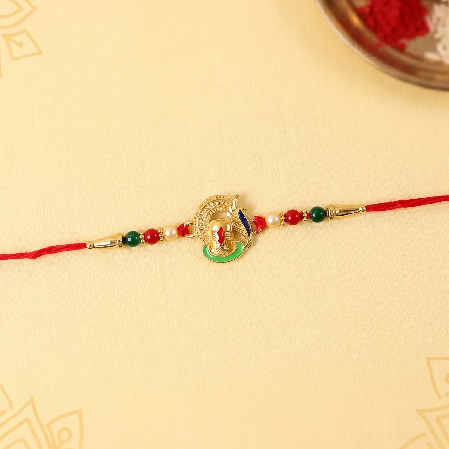 Traditional Designer Rakhi with Elegant Religious Motif Thread (1 Pc) - Image 8