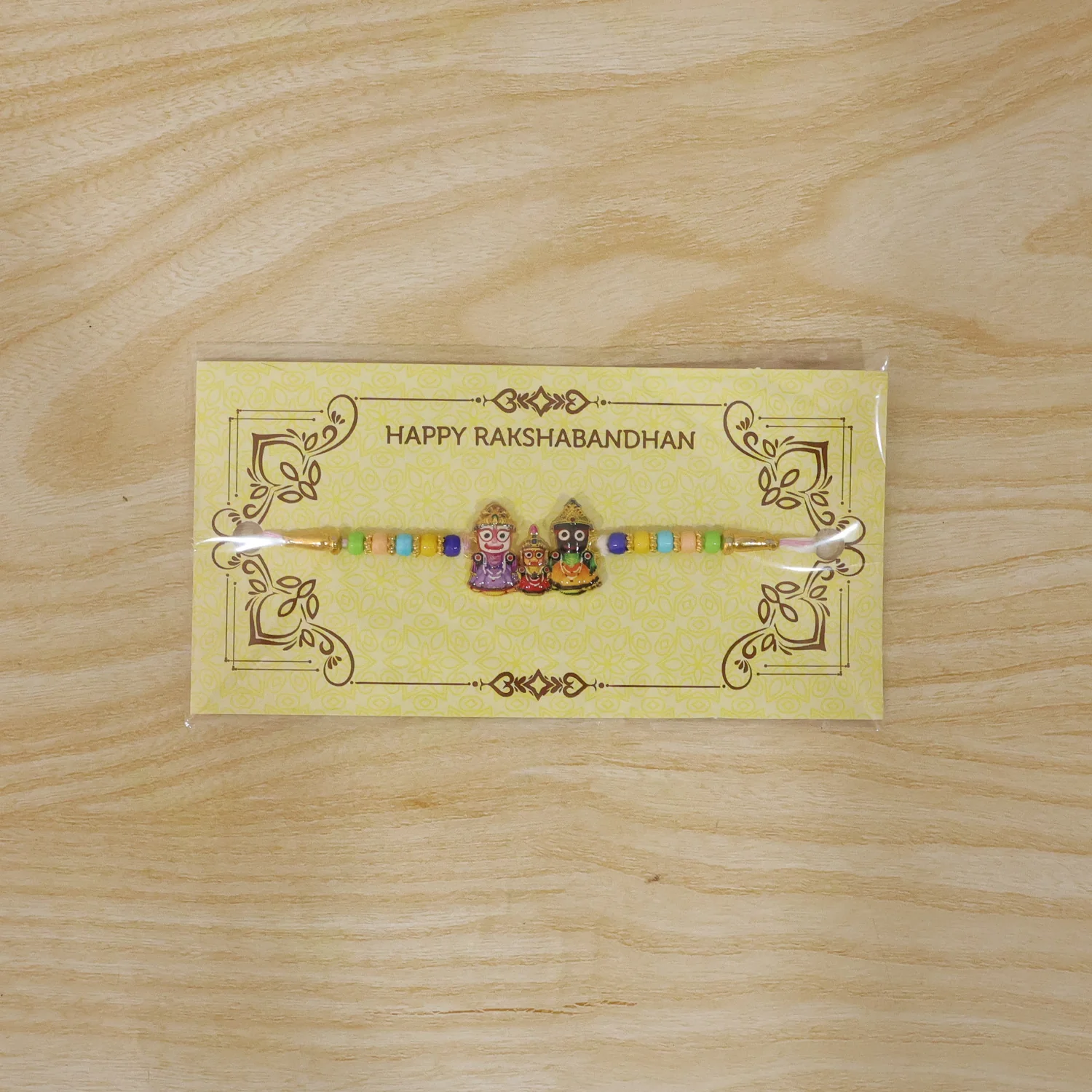 Traditional Designer Rakhi with Jagannath Balabhadra Subhadra Idol (1 Pc) - Image 10