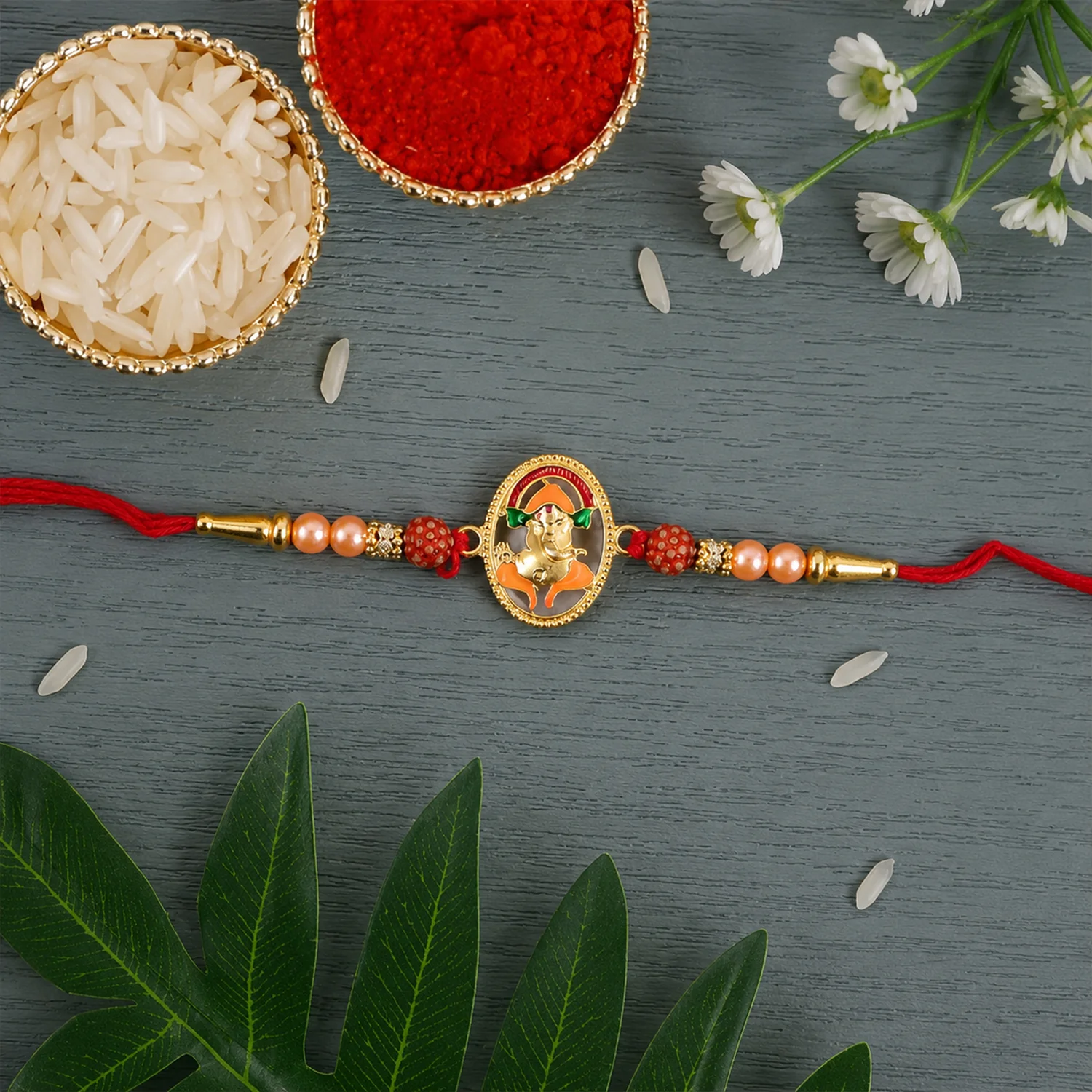 Traditional Ganesha Design Rakhi (1 Pc) - Image 2