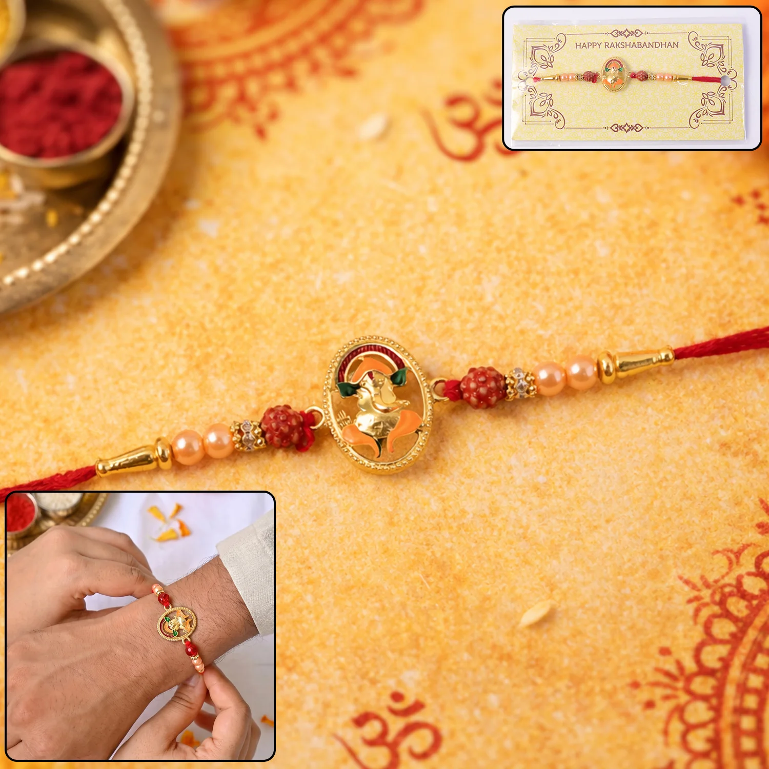 Traditional Ganesha Design Rakhi (1 Pc) - Image 3
