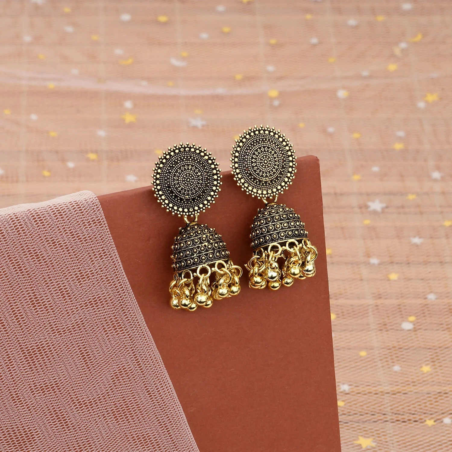 Traditional Gold Finish Jhumka Earrings