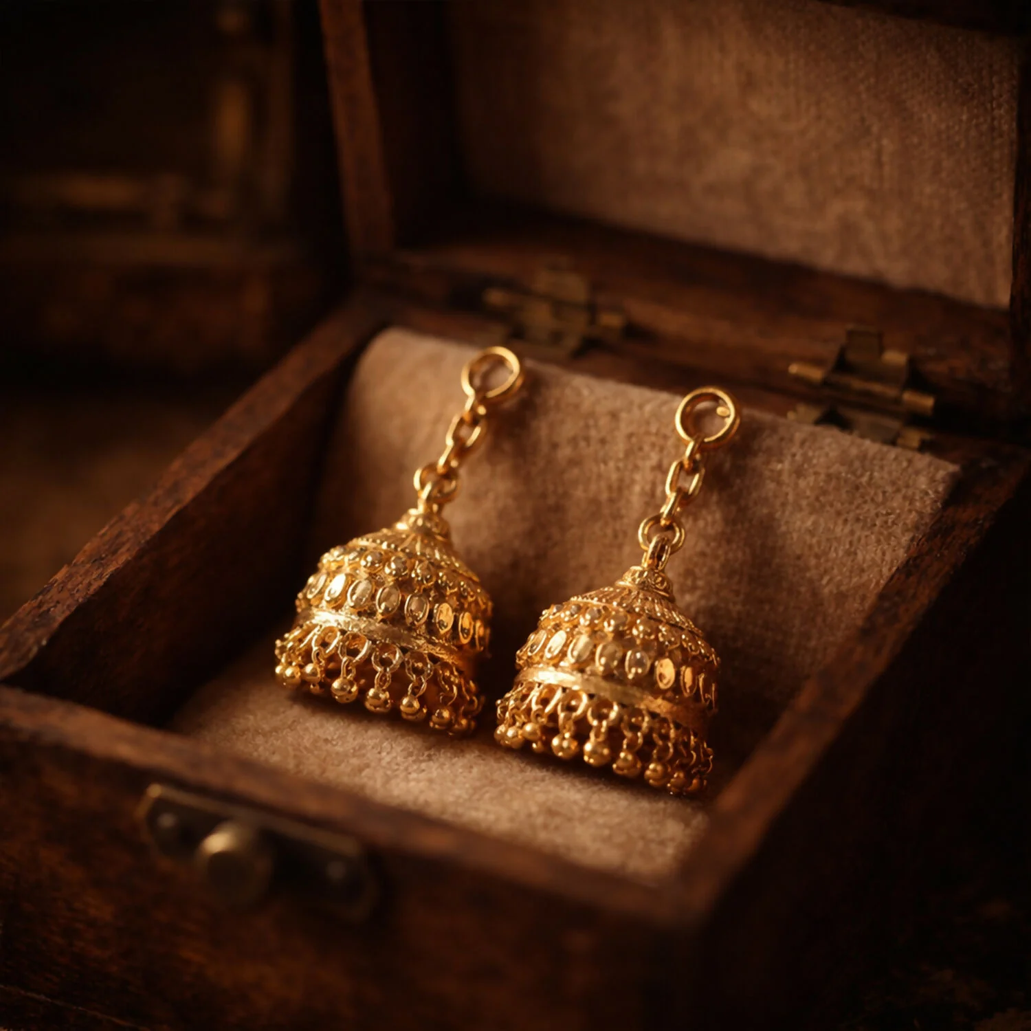 Traditional Gold-Finish Pearl Drop Jhumka with Classic Dome Design - Image 3
