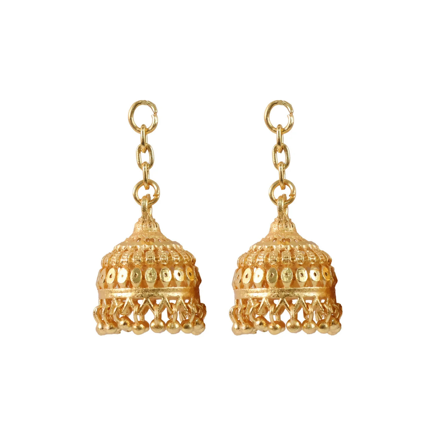 Traditional Gold-Finish Pearl Drop Jhumka with Classic Dome Design - Image 5