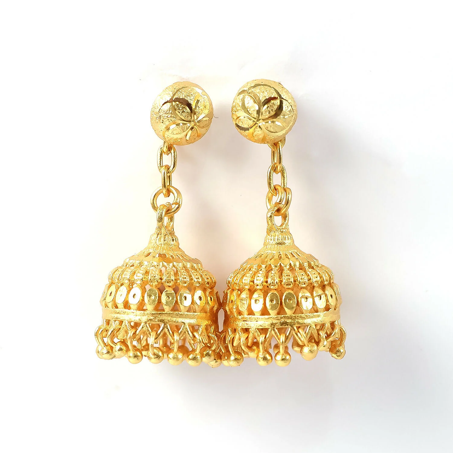 Traditional Gold-Finish Pearl Drop Jhumka with Classic Dome Design - Image 6