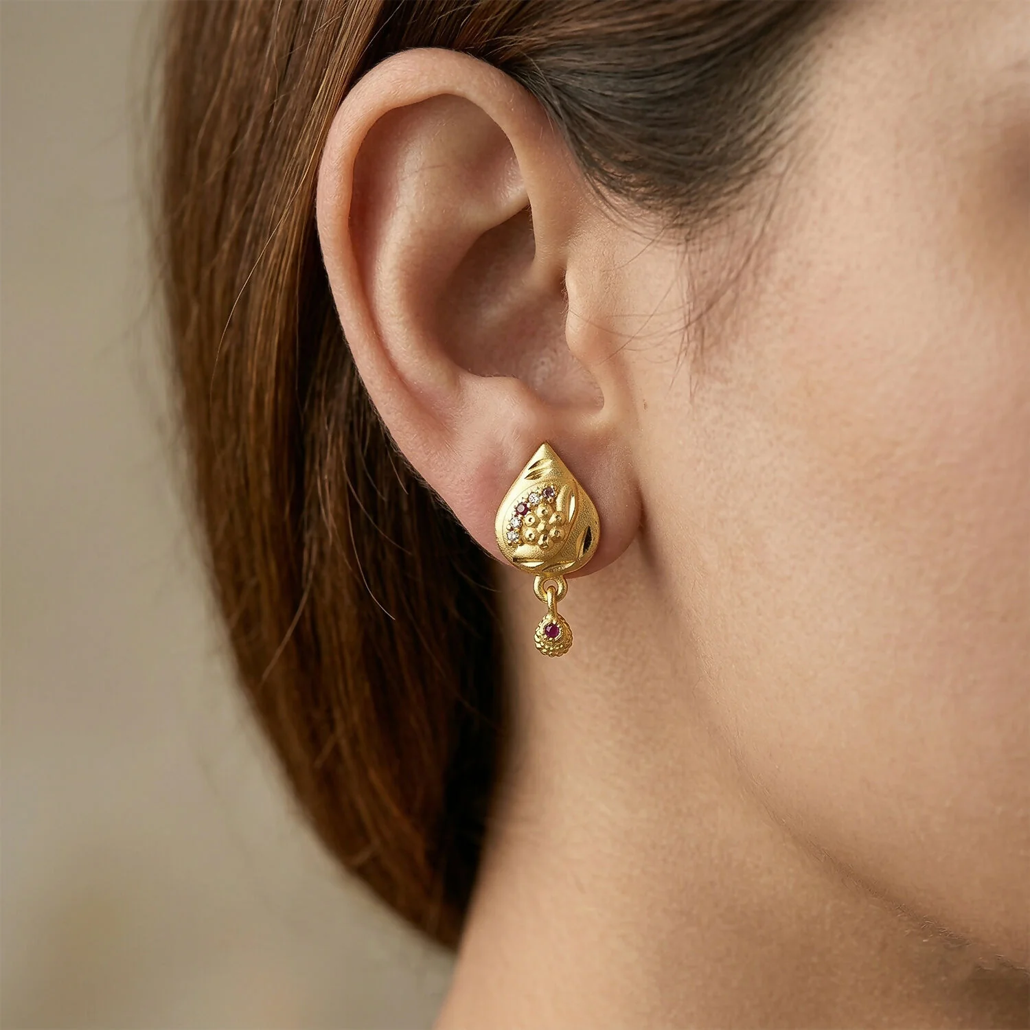 Traditional Gold Plated Geometric Drop Earrings for Women - Image 2