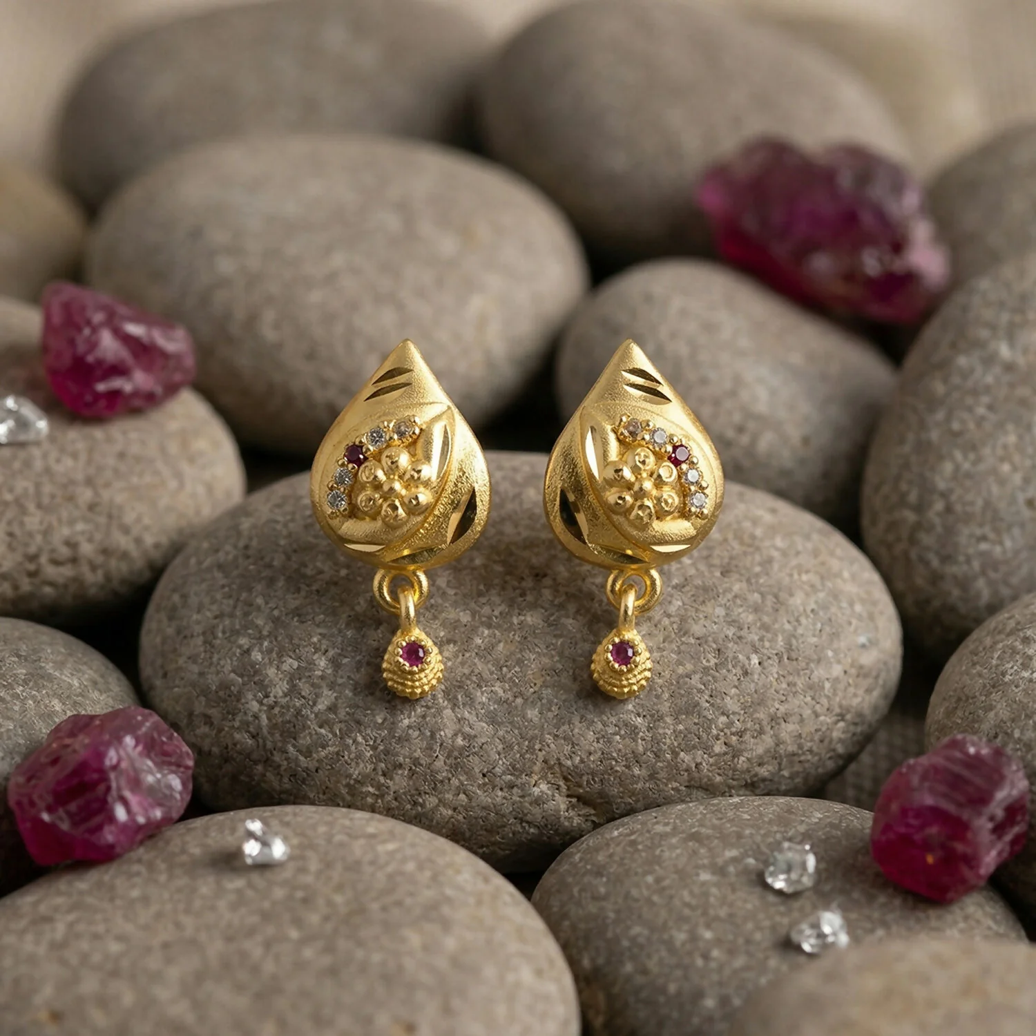 Traditional Gold Plated Geometric Drop Earrings for Women - Image 3