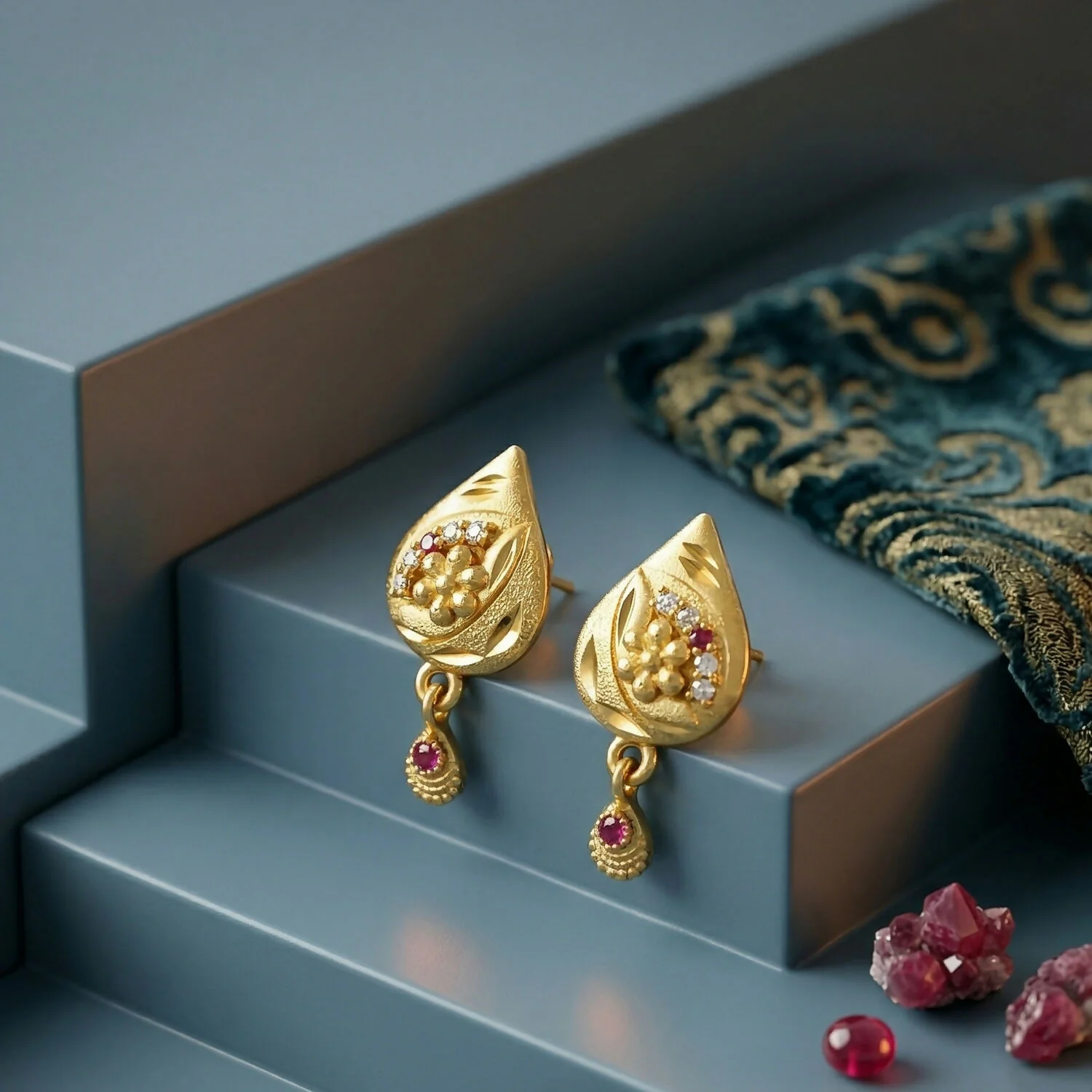 Traditional Gold Plated Geometric Drop Earrings for Women - Image 4
