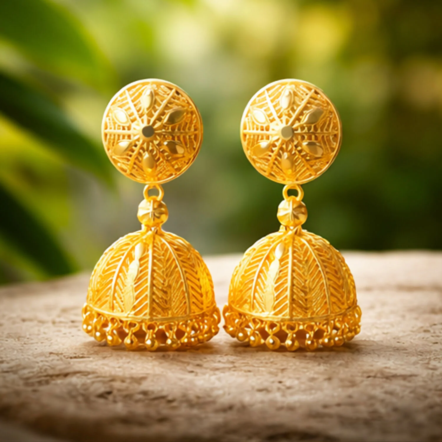 Traditional Gold Plated Jhumka Earrings for Women - Image 2