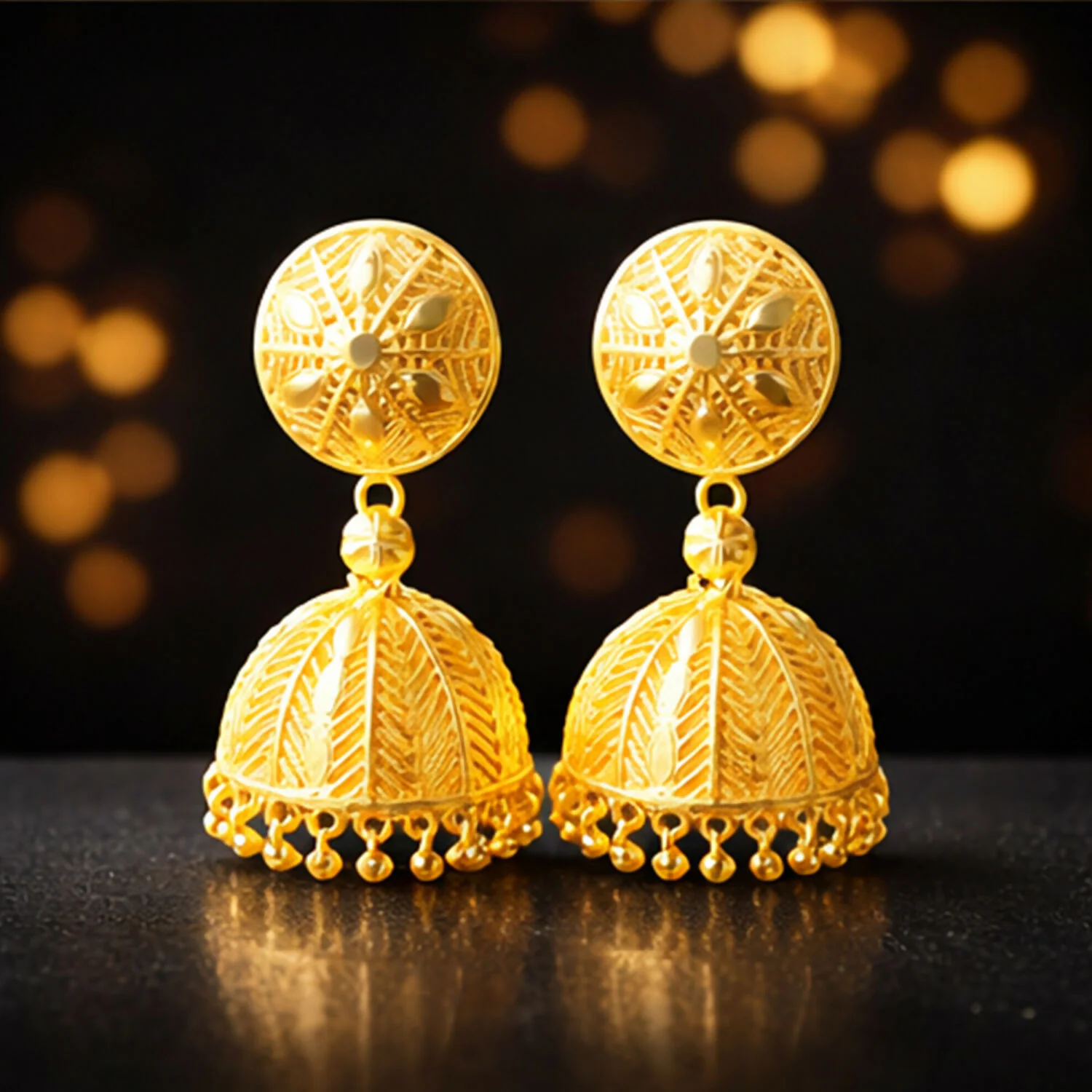 Traditional Gold Plated Jhumka Earrings for Women - Image 3
