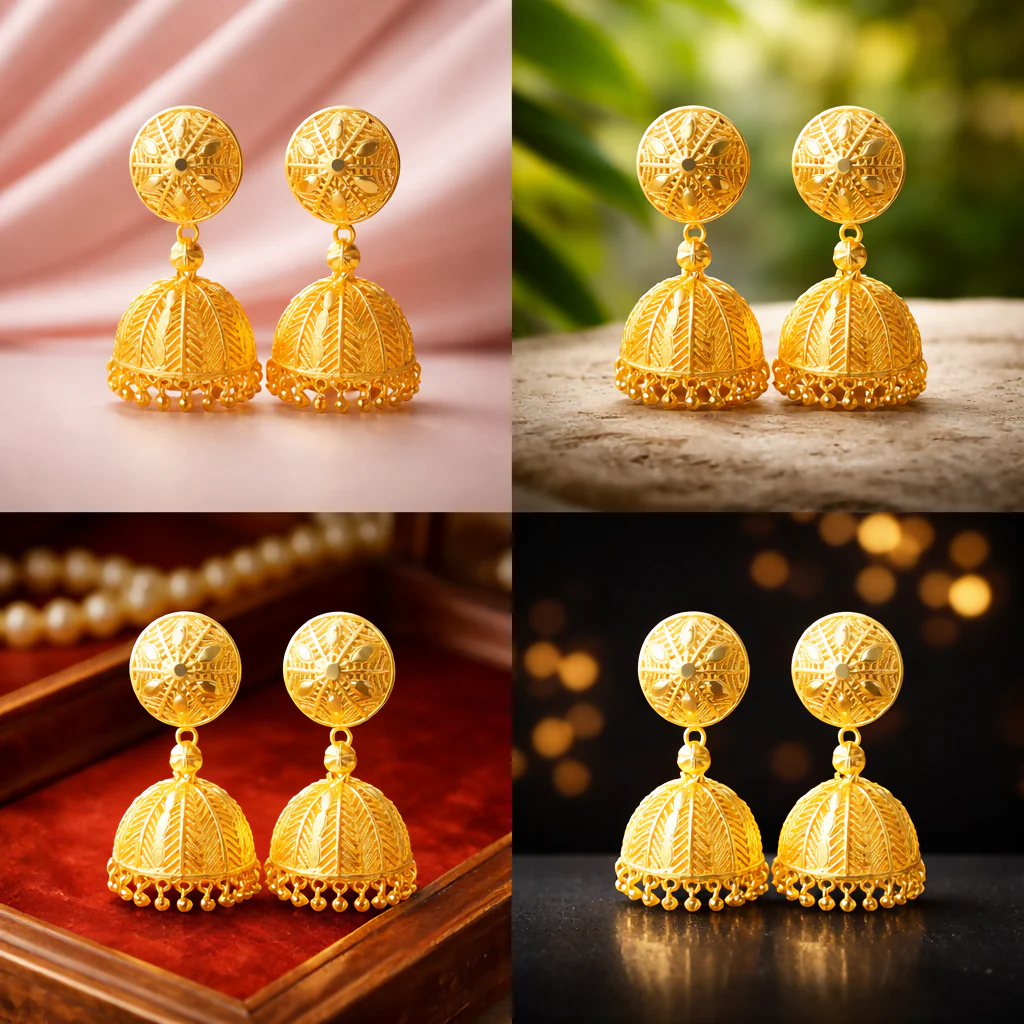 Traditional Gold Plated Jhumka Earrings for Women - Image 5