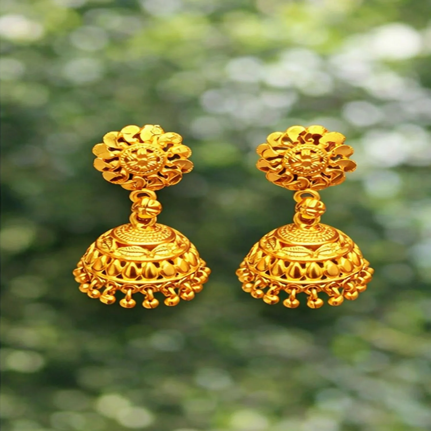 Traditional Gold Plated Jhumka Earrings for Women - Image 2