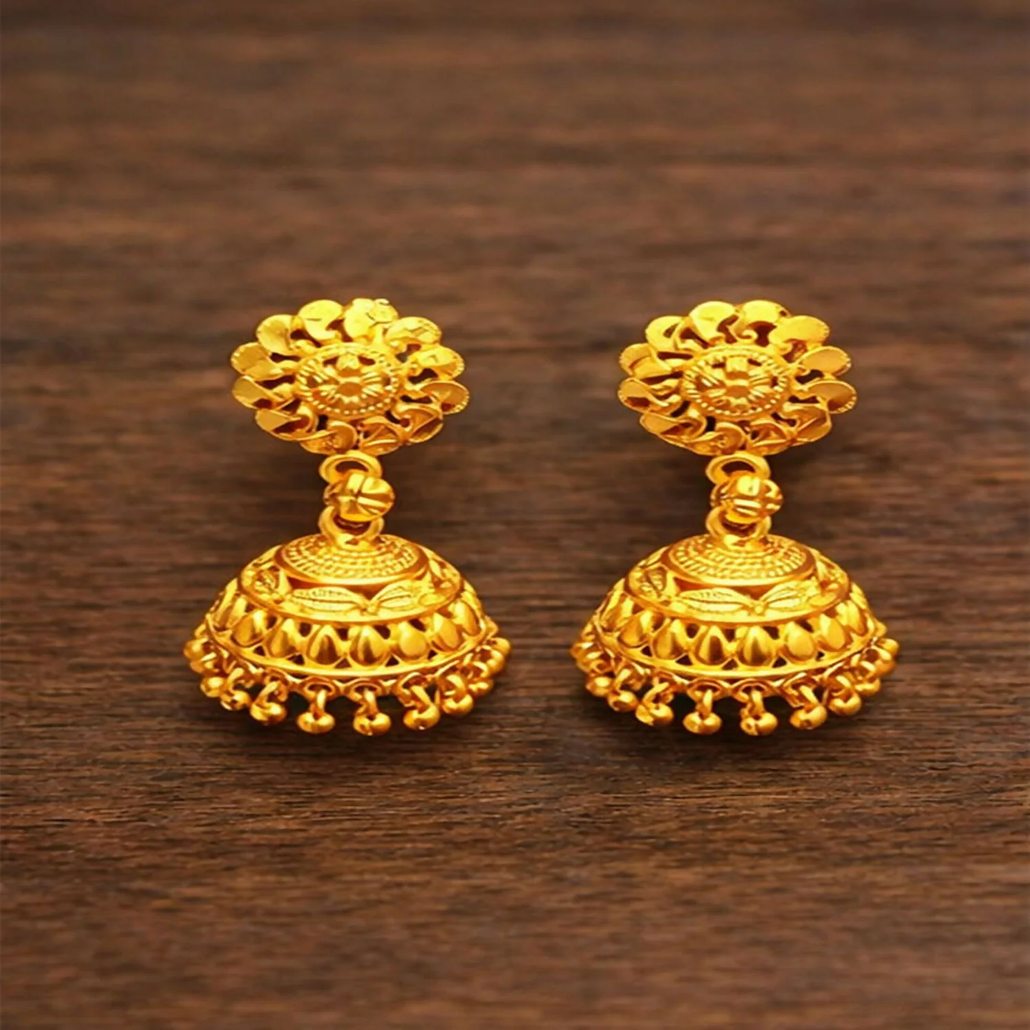 Traditional Gold Plated Jhumka Earrings for Women - Image 3