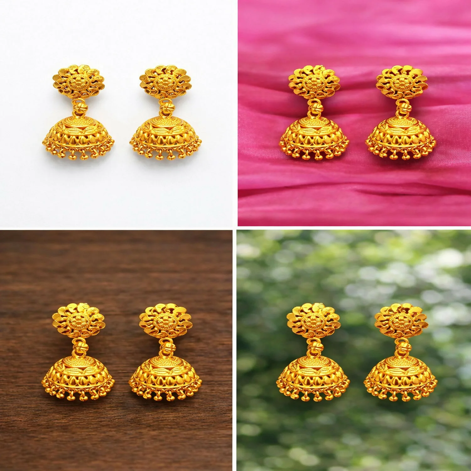 Traditional Gold Plated Jhumka Earrings for Women - Image 5