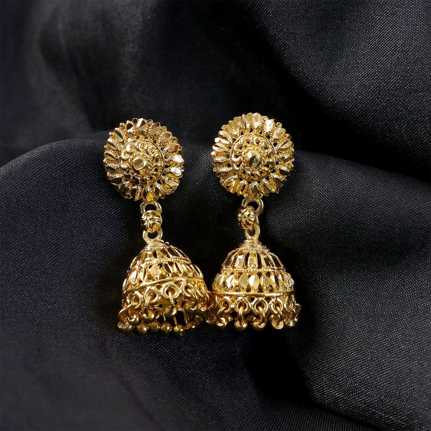 Traditional Gold Plated Jhumka Earrings for Women – Elegant Ethnic Festive Jewelry - Image 4