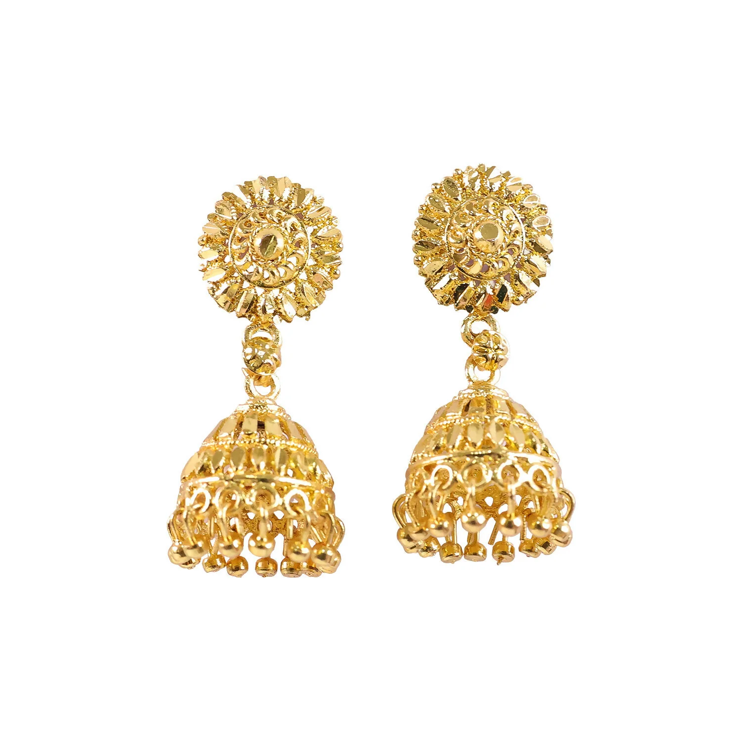 Traditional Gold Plated Jhumka Earrings for Women – Elegant Ethnic Festive Jewelry - Image 5