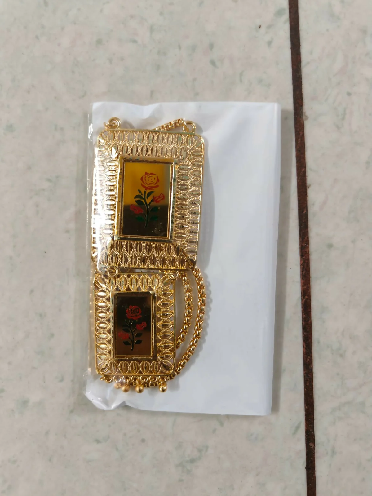 Traditional Gold-Plated Meenakari Rose Pendant Necklace - Image 5