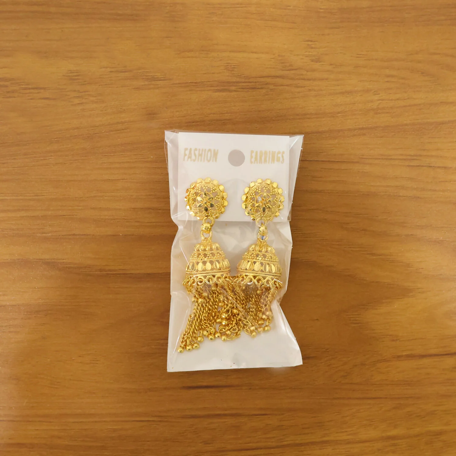 Traditional Gold Tone Long Tassel Jhumka Earrings Floral Stud Dome Drop Ethnic Earrings for Women - Image 6