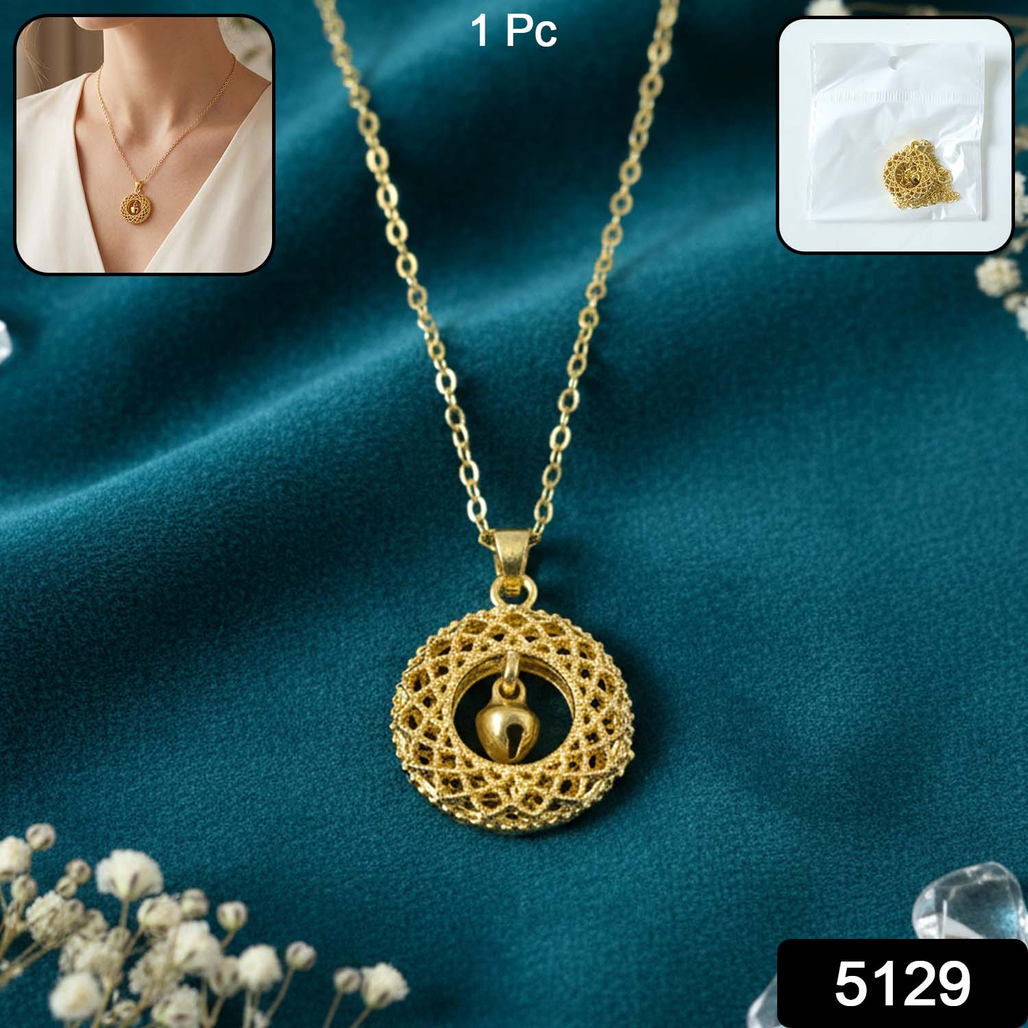 Stylish Fancy Golden Necklace with Intricate Design (1 Pc) - Image 2