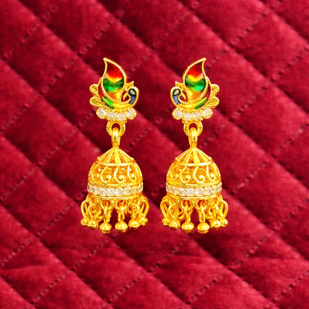 Traditional Indian Peacock Design Earrings - Image 2