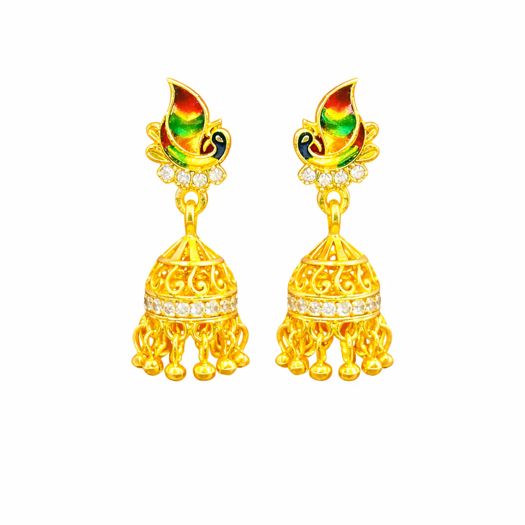 Traditional Indian Peacock Design Earrings - Image 3