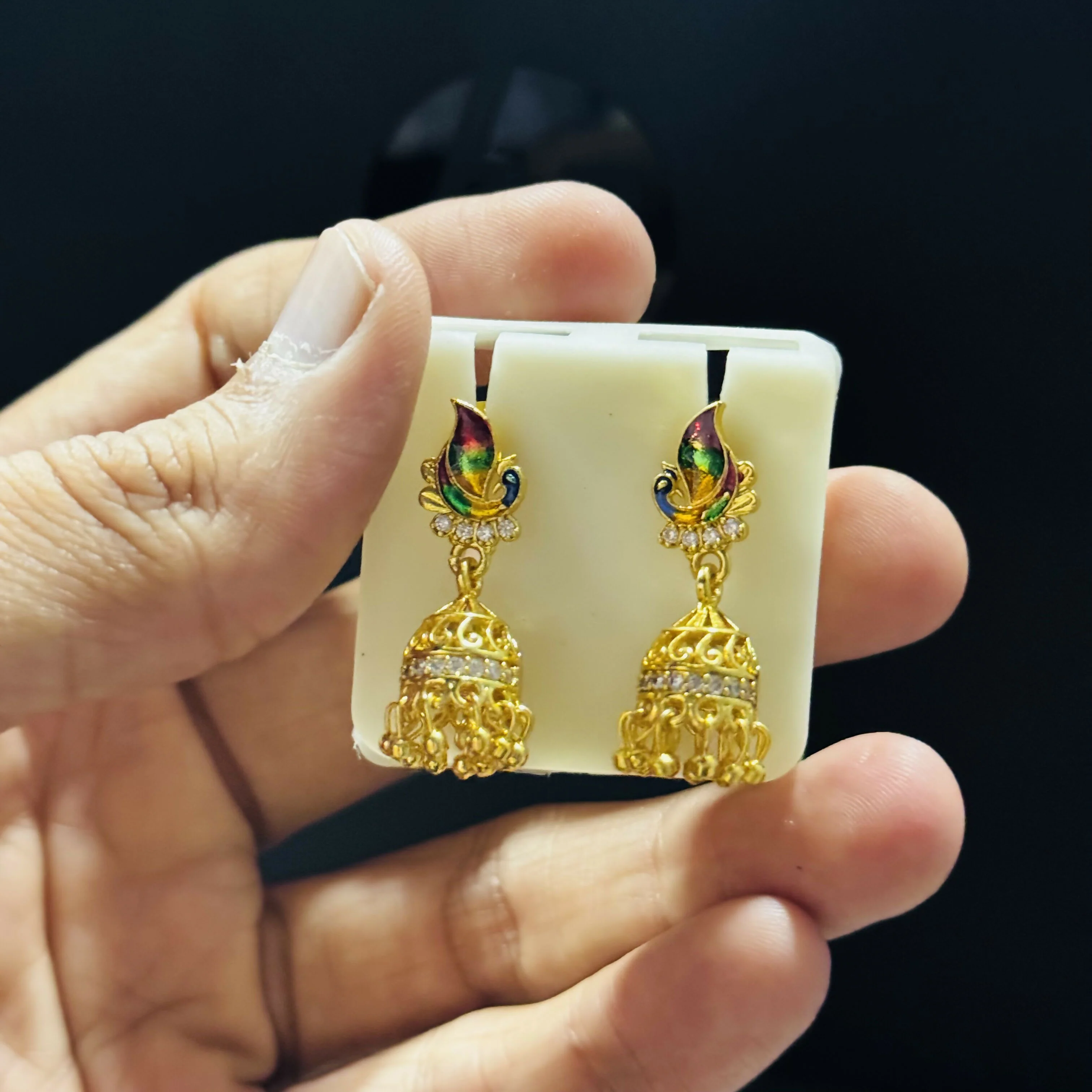 Traditional Indian Peacock Design Earrings - Image 5