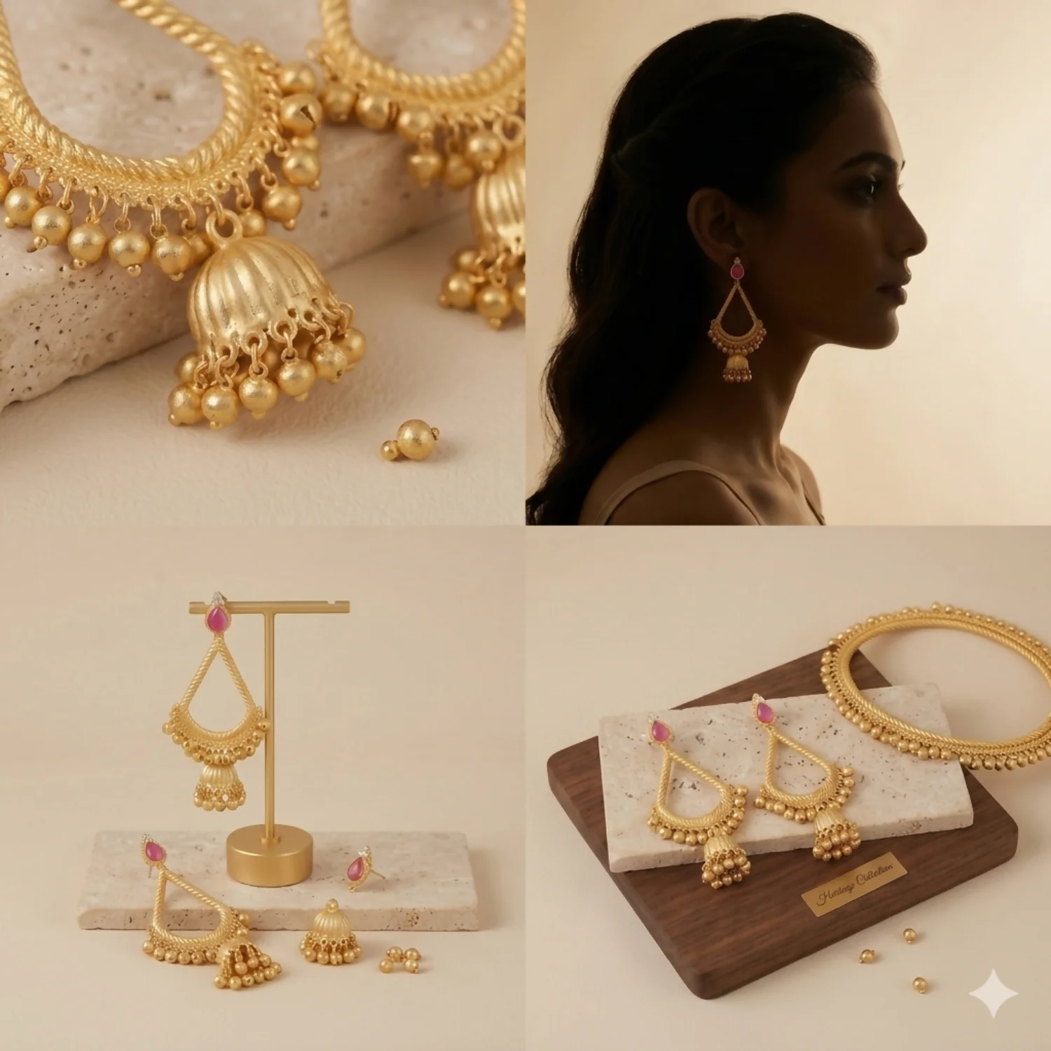 Traditional Kashmiri Inspired Jhumka Drop Earrings with Intricate Bell Detailing - Image 2