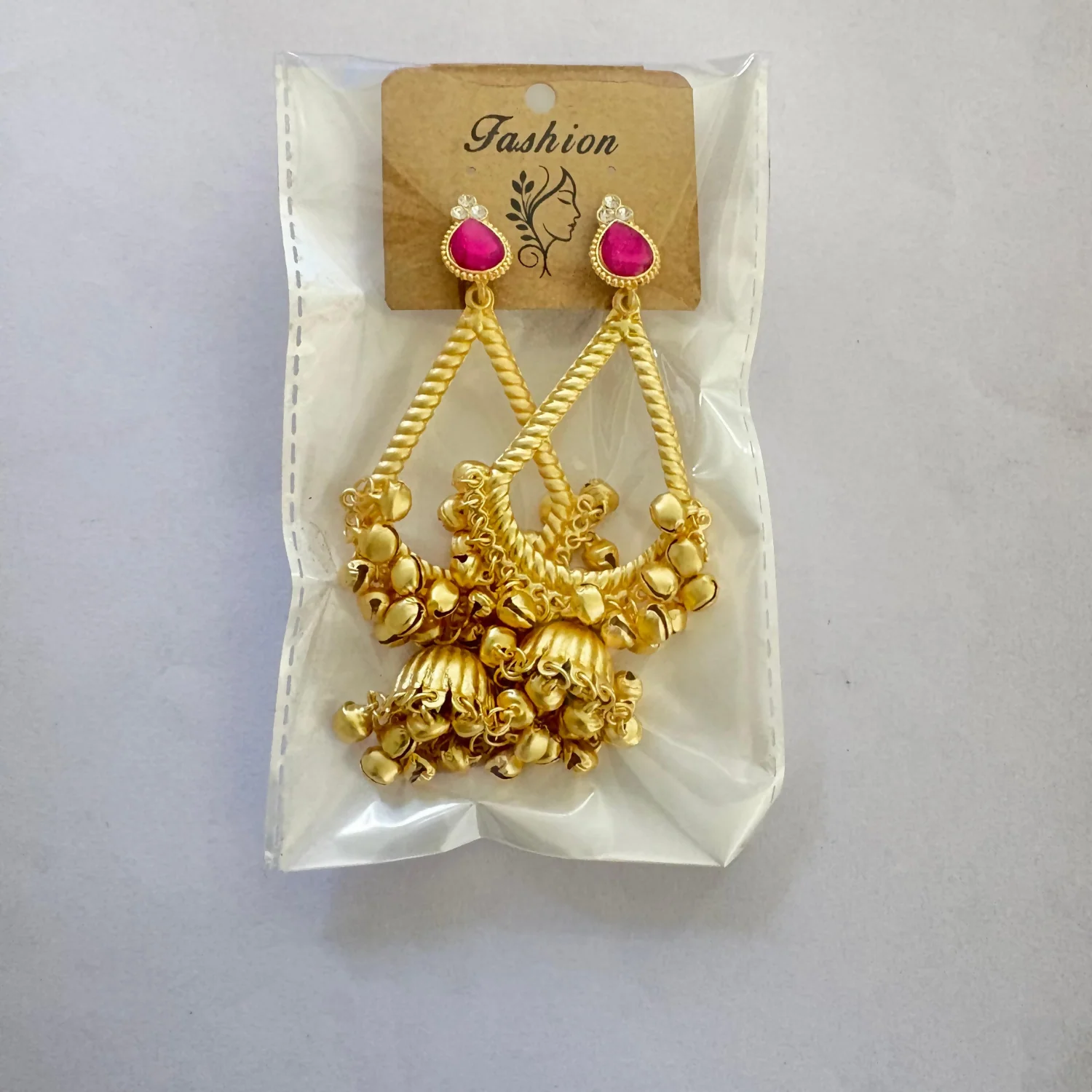 Traditional Kashmiri Inspired Jhumka Drop Earrings with Intricate Bell Detailing - Image 4
