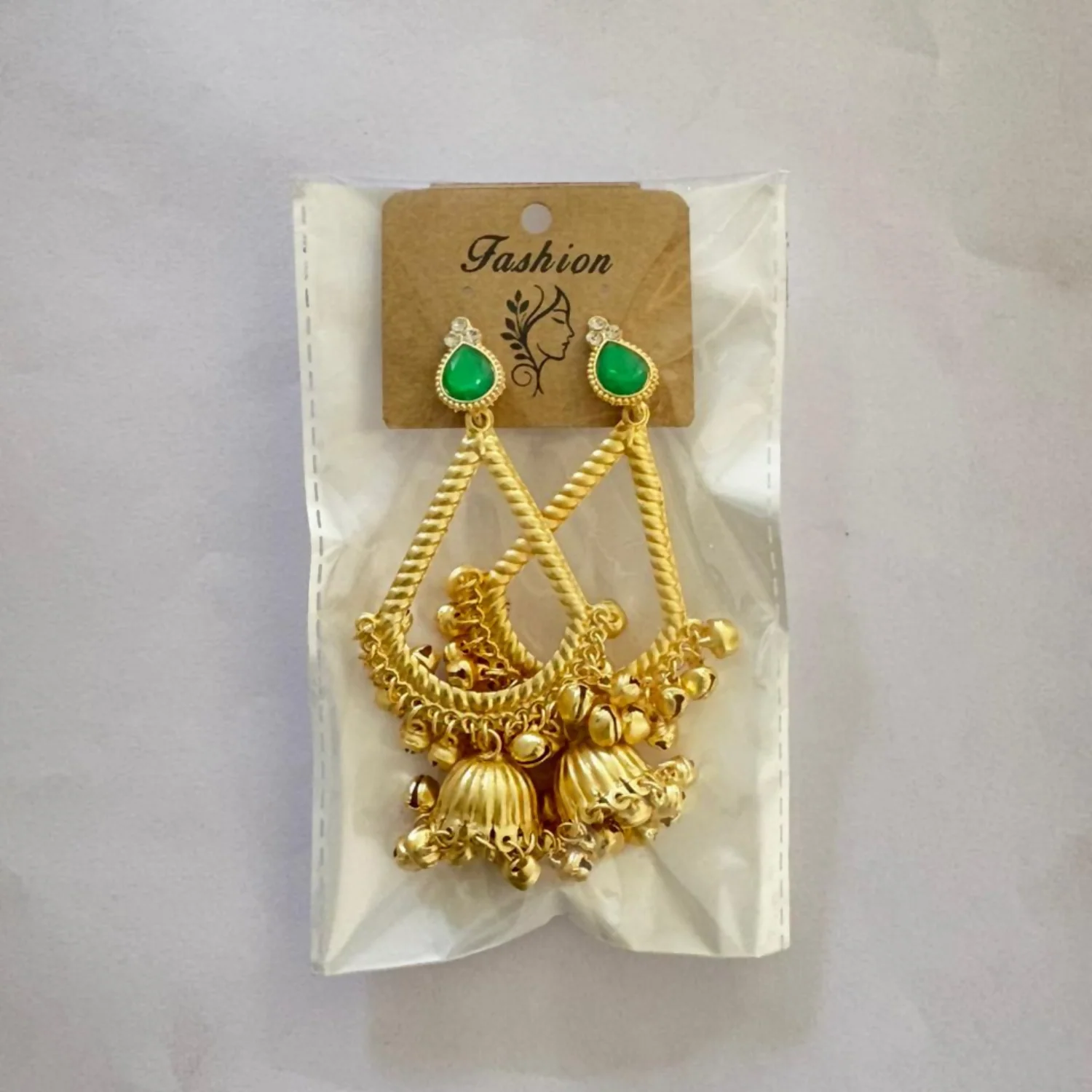 Traditional Kashmiri Inspired Jhumka Drop Earrings with Intricate Bell Detailing - Image 4