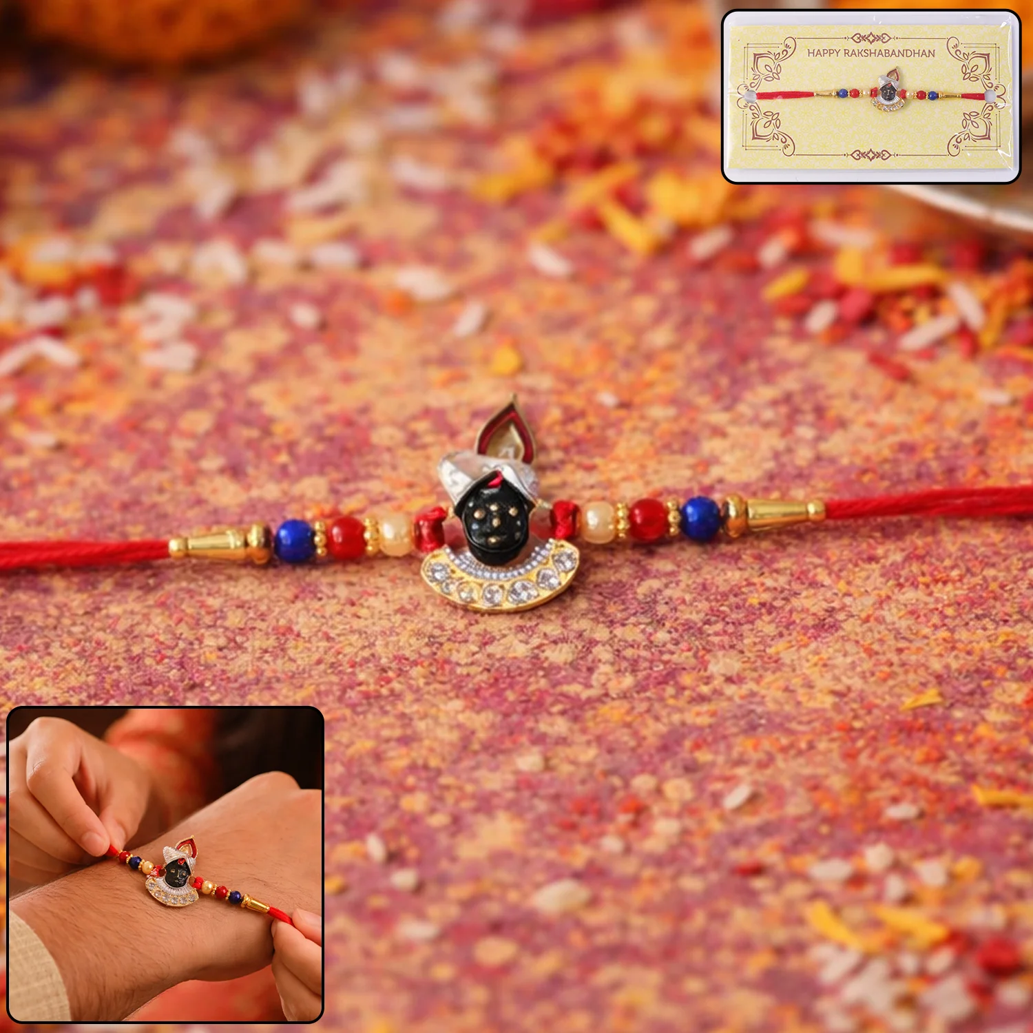 Traditional Krishna Design Rakhi (1 Pc) - Image 2