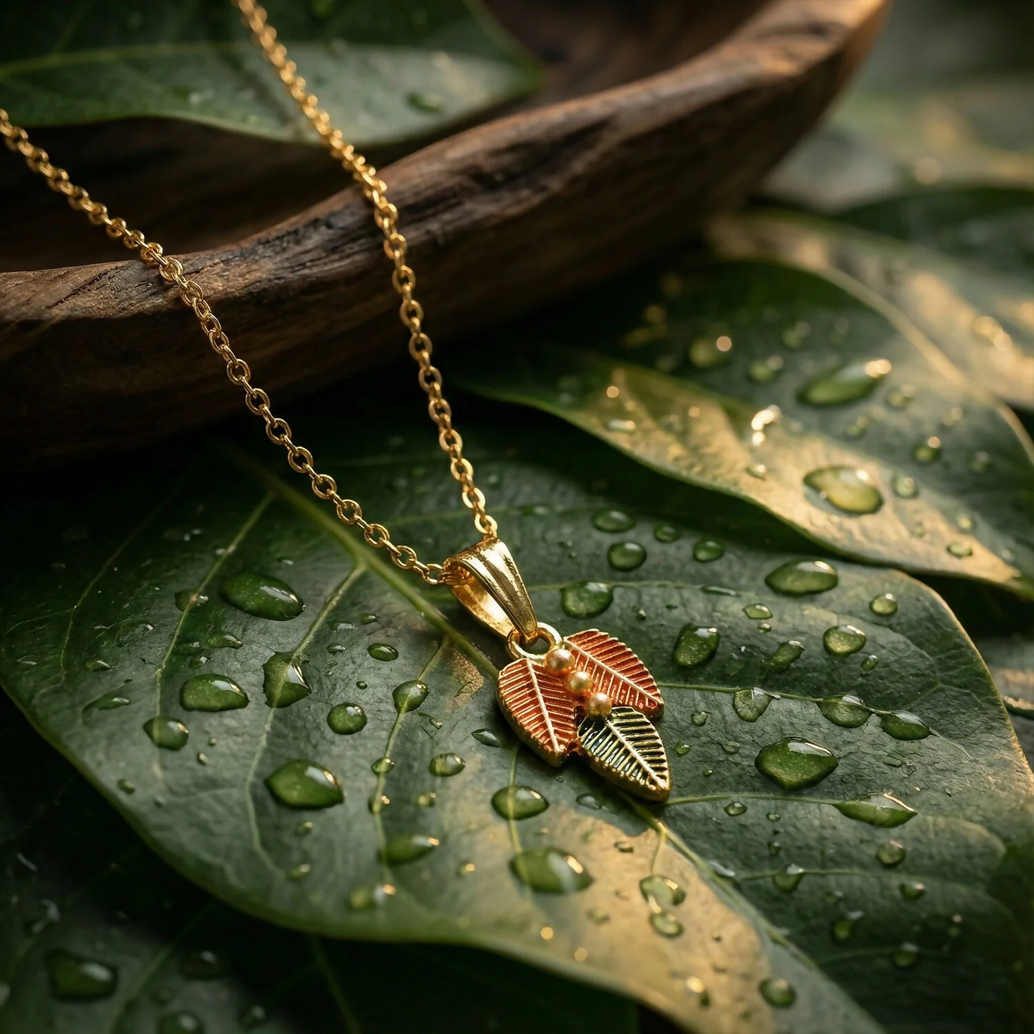 Traditional Leaf Design Pendant Necklace with Chain for Women - Image 2