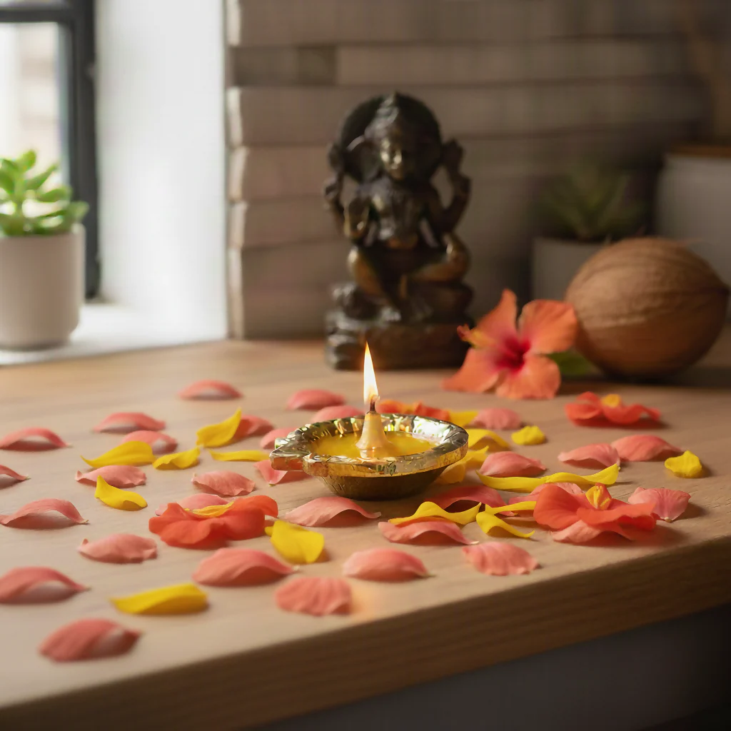 Traditional Leaf Shape Decorative Ceramic Diya with Gold PVD Plating & Shiny Metallic Finish (4 Pc) - Image 2