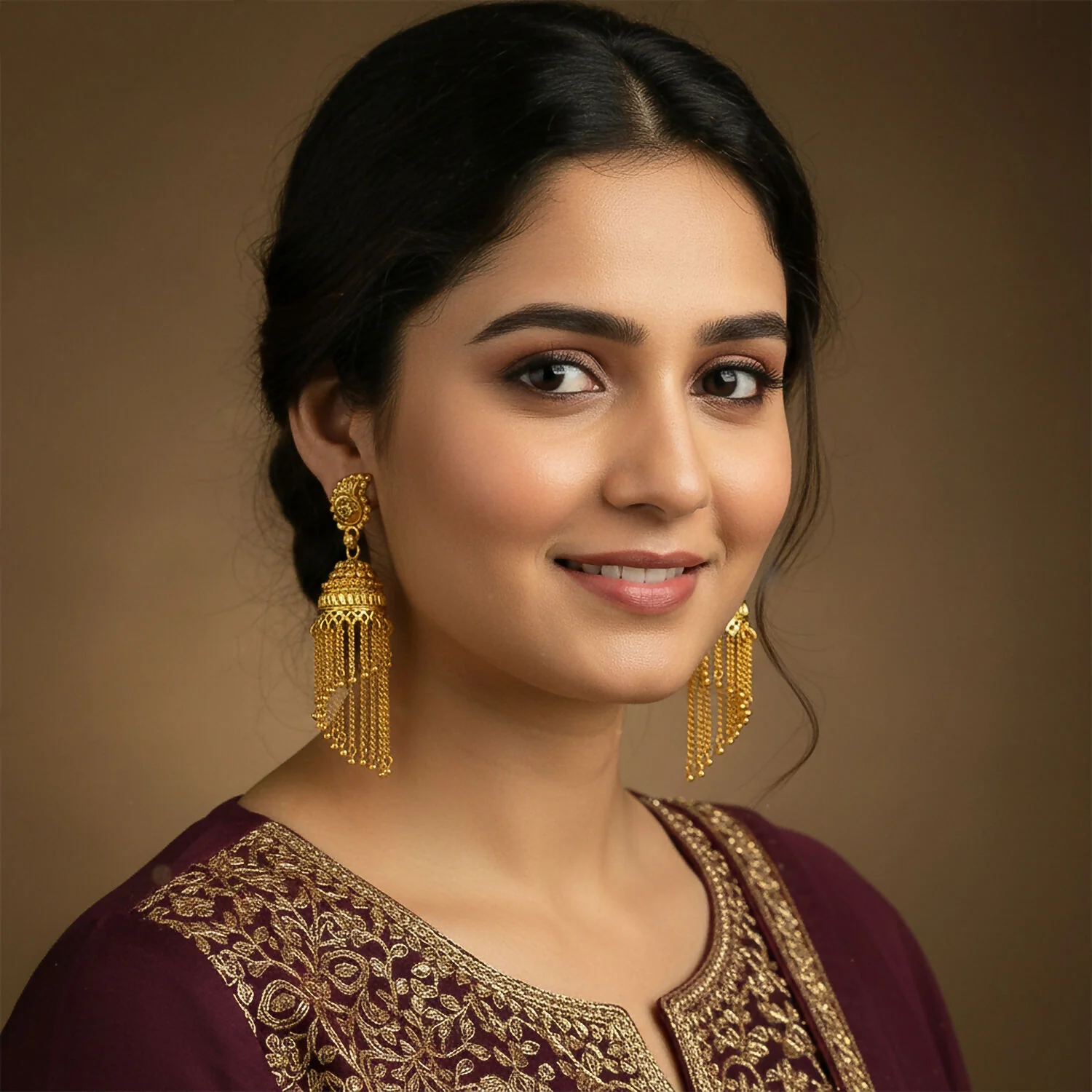 Traditional Long Chain Tassel Jhumka Earrings for Women & Girls Festive Jewelry - Image 3