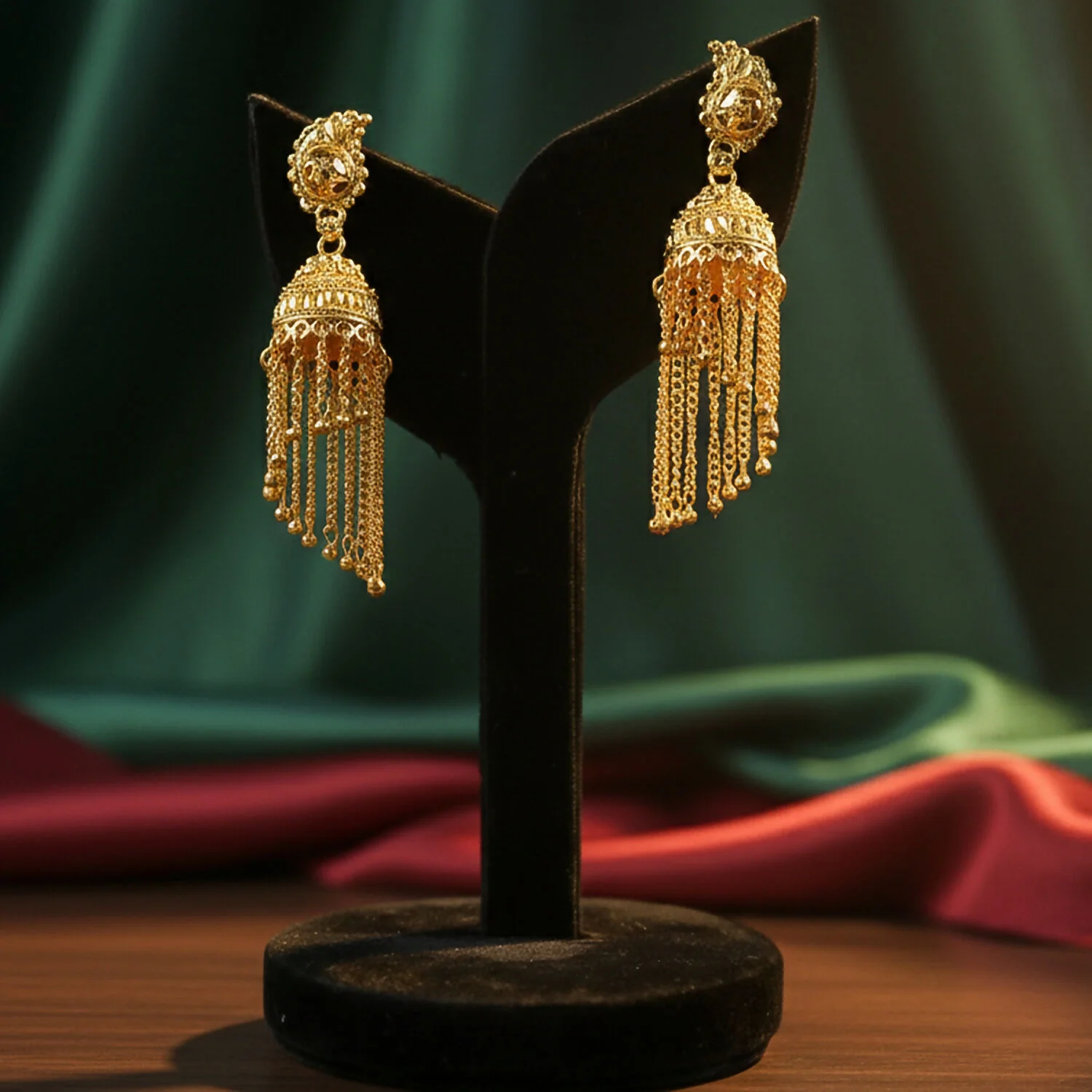 Traditional Long Chain Tassel Jhumka Earrings for Women & Girls Festive Jewelry - Image 4