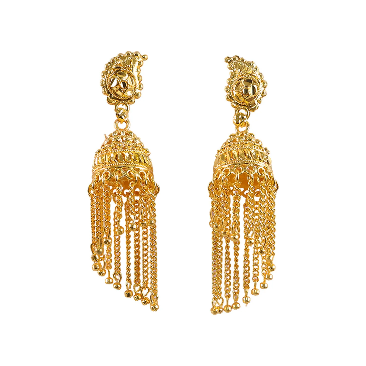 Traditional Long Chain Tassel Jhumka Earrings for Women & Girls Festive Jewelry - Image 5