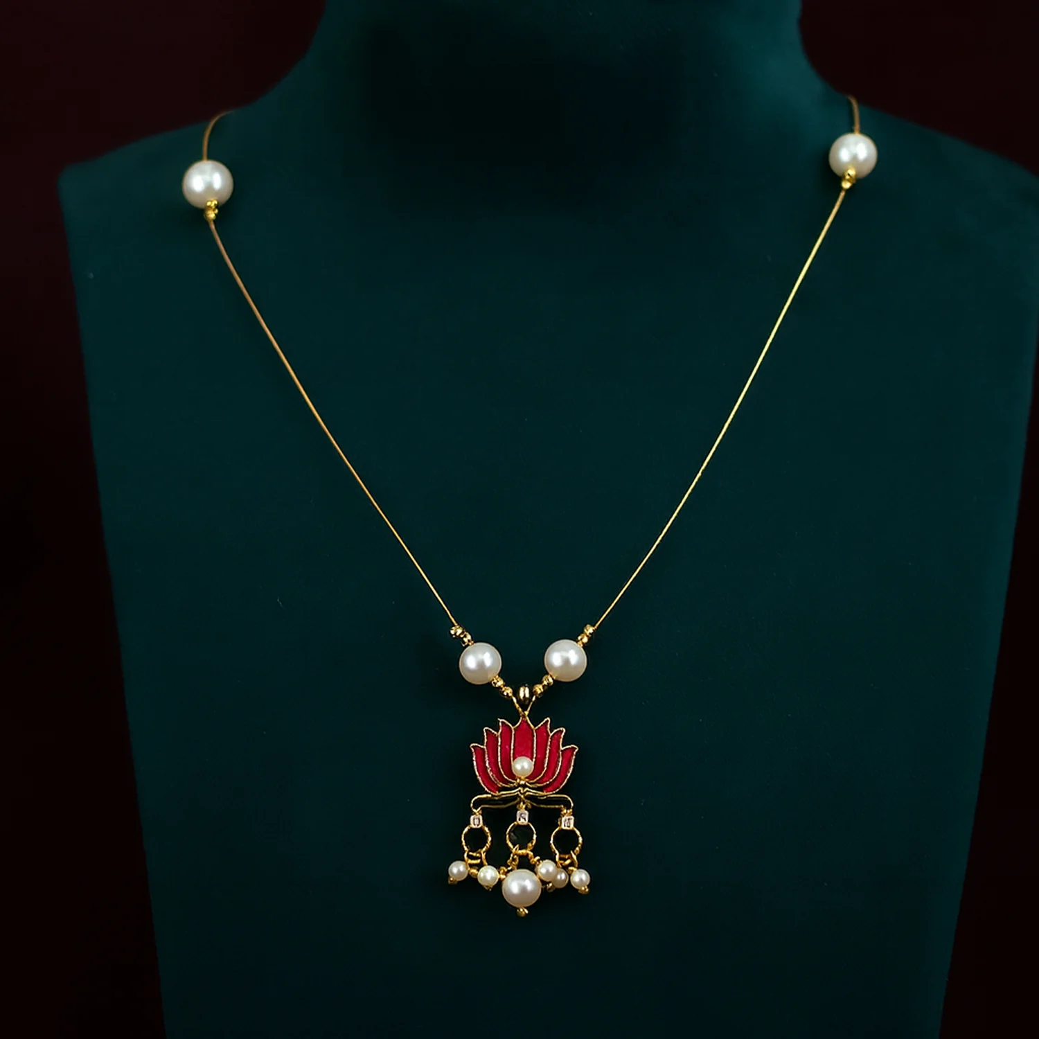 Traditional Lotus Motif Pendant Chain (1 Pc) - Image 6