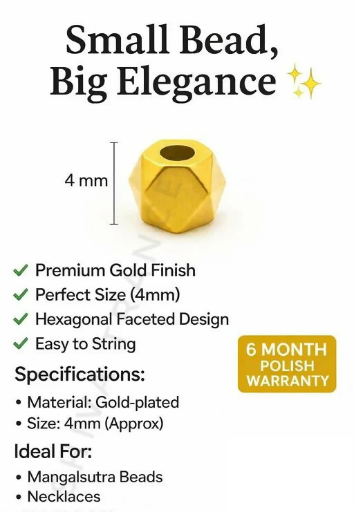 Gold-Plated Hexagon Spacer Beads for Jewelry Making – Diamond Cut Design (Pack of 50) - Image 8