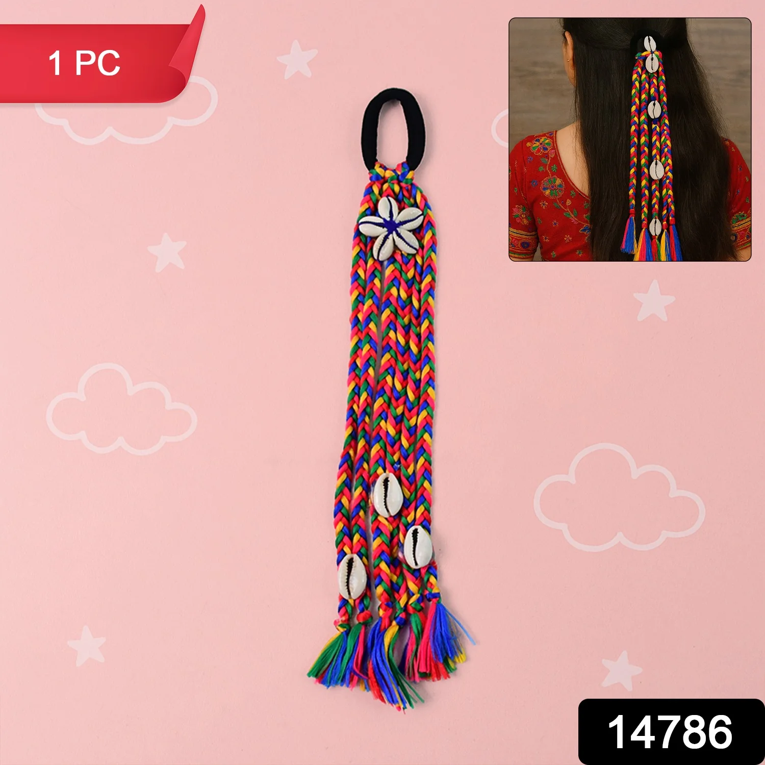 Traditional Multicolor Braided Hair Accessory Stylish Kodi String Bow (1 Pc) - Image 2