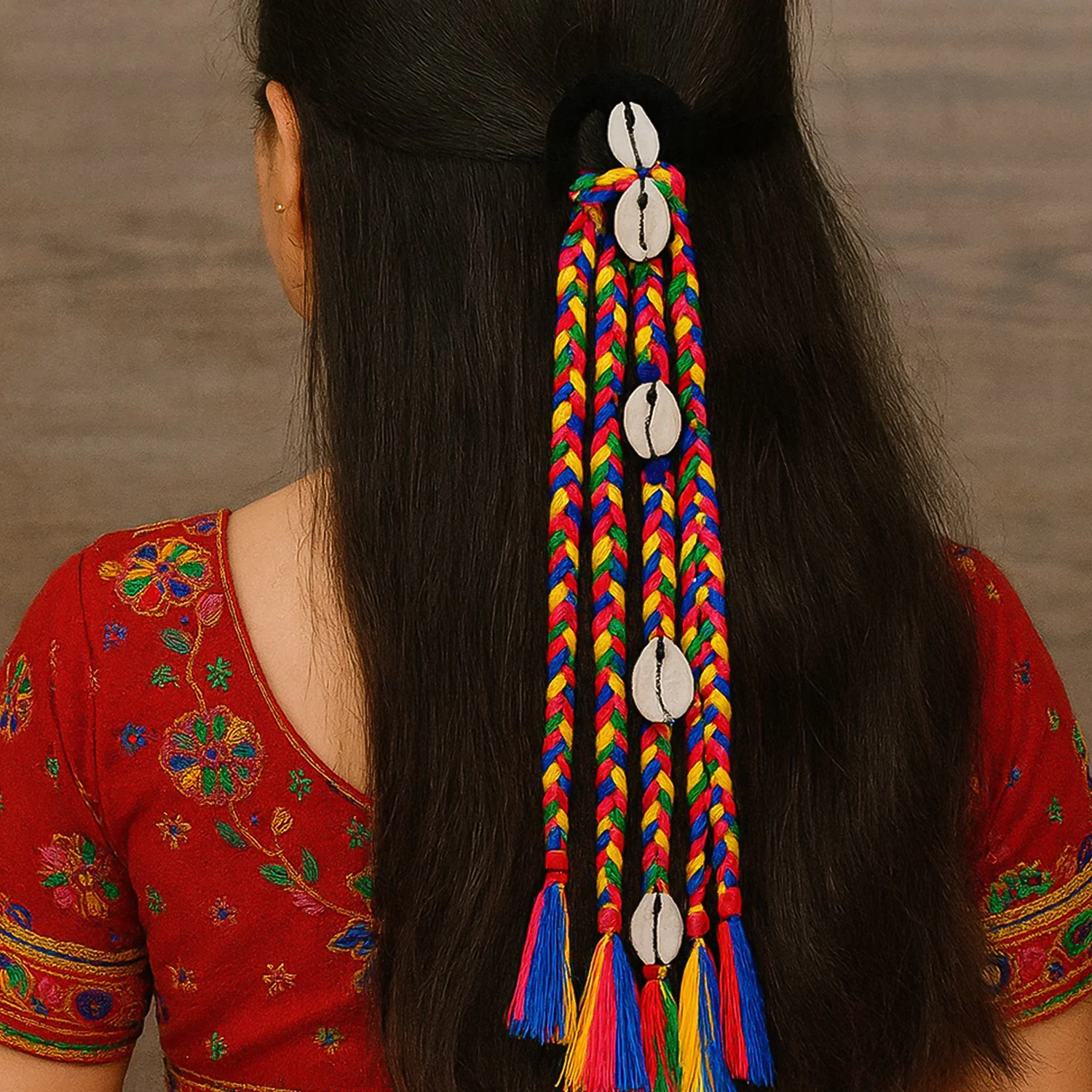 Traditional Multicolor Braided Hair Accessory Stylish Kodi String Bow (1 Pc) - Image 6