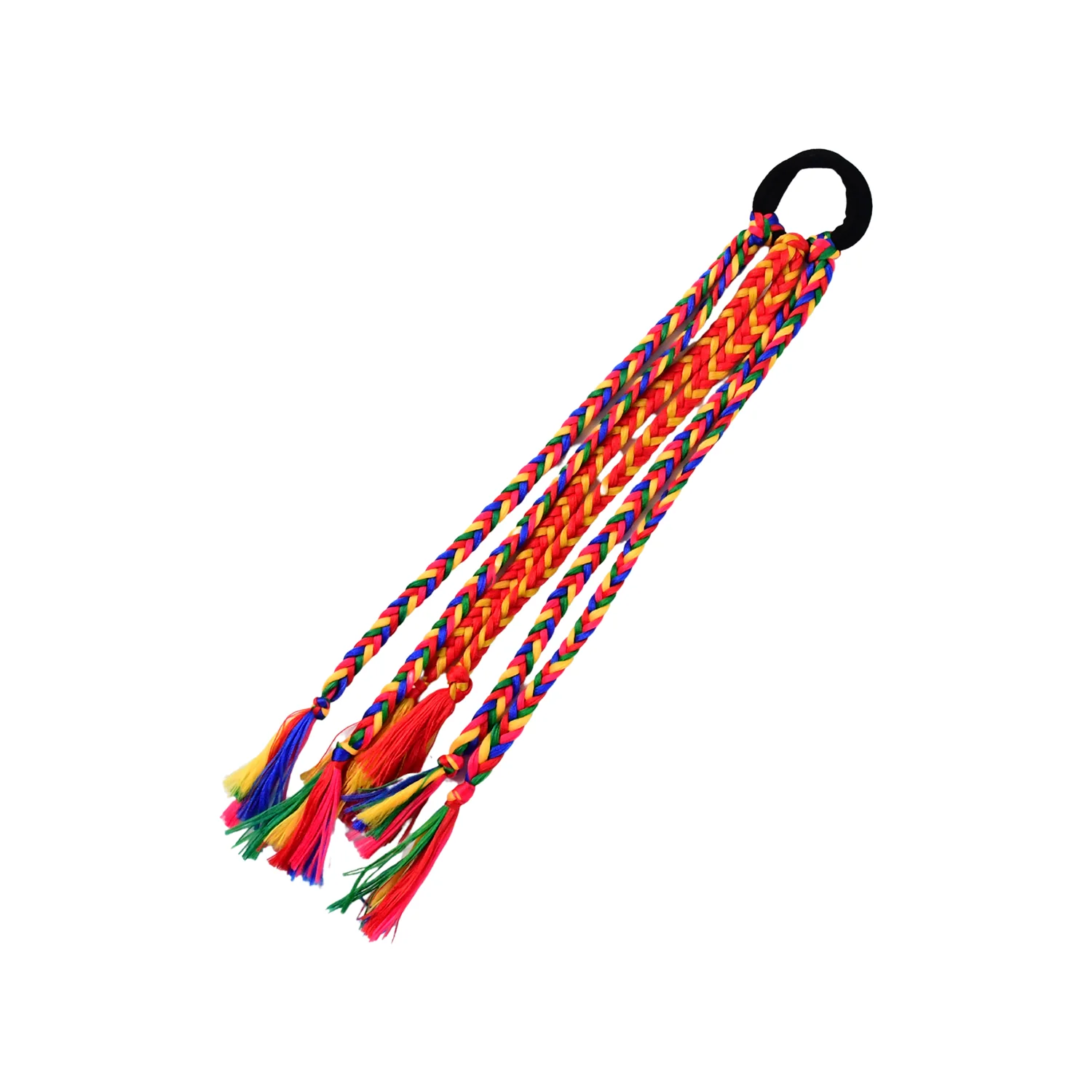Traditional Multicolor Braided Hair Extension with Tassels - Image 5