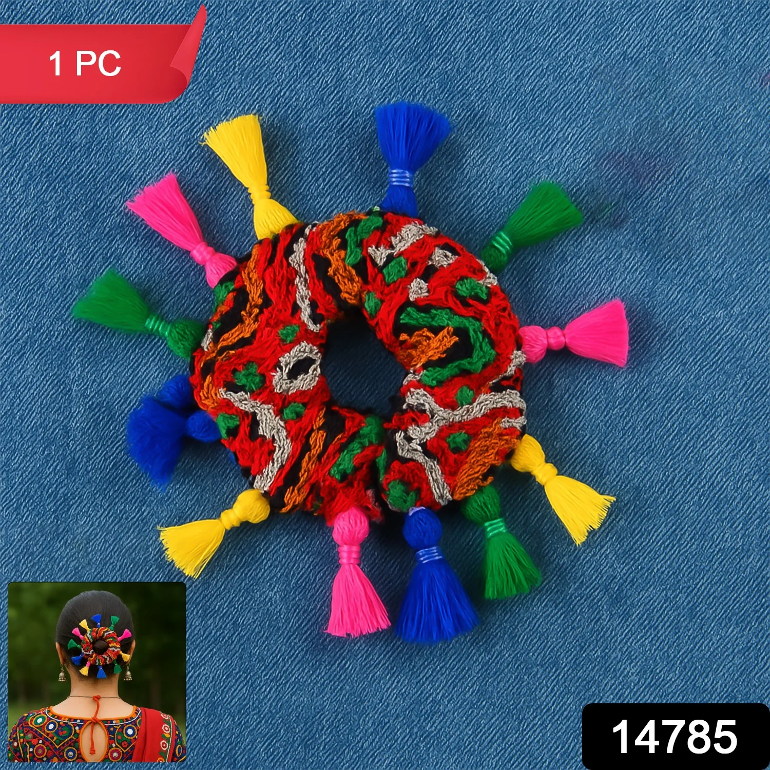 Traditional Multicolor Navratri Hair Bun (1 Pc) - Image 2