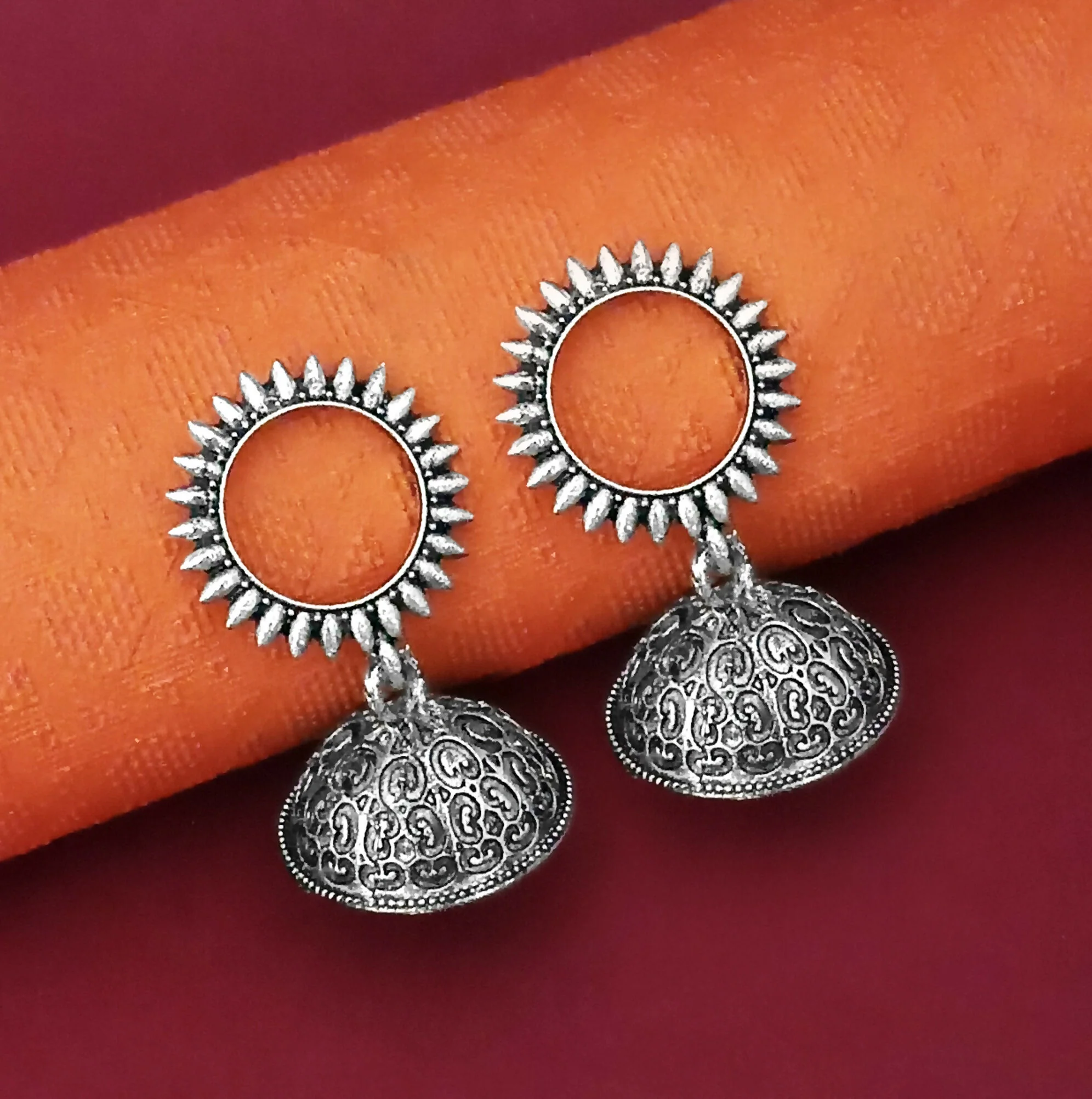 Traditional Oxidised Plated Jhumki Earrings Combo for Women and Girls - Image 5