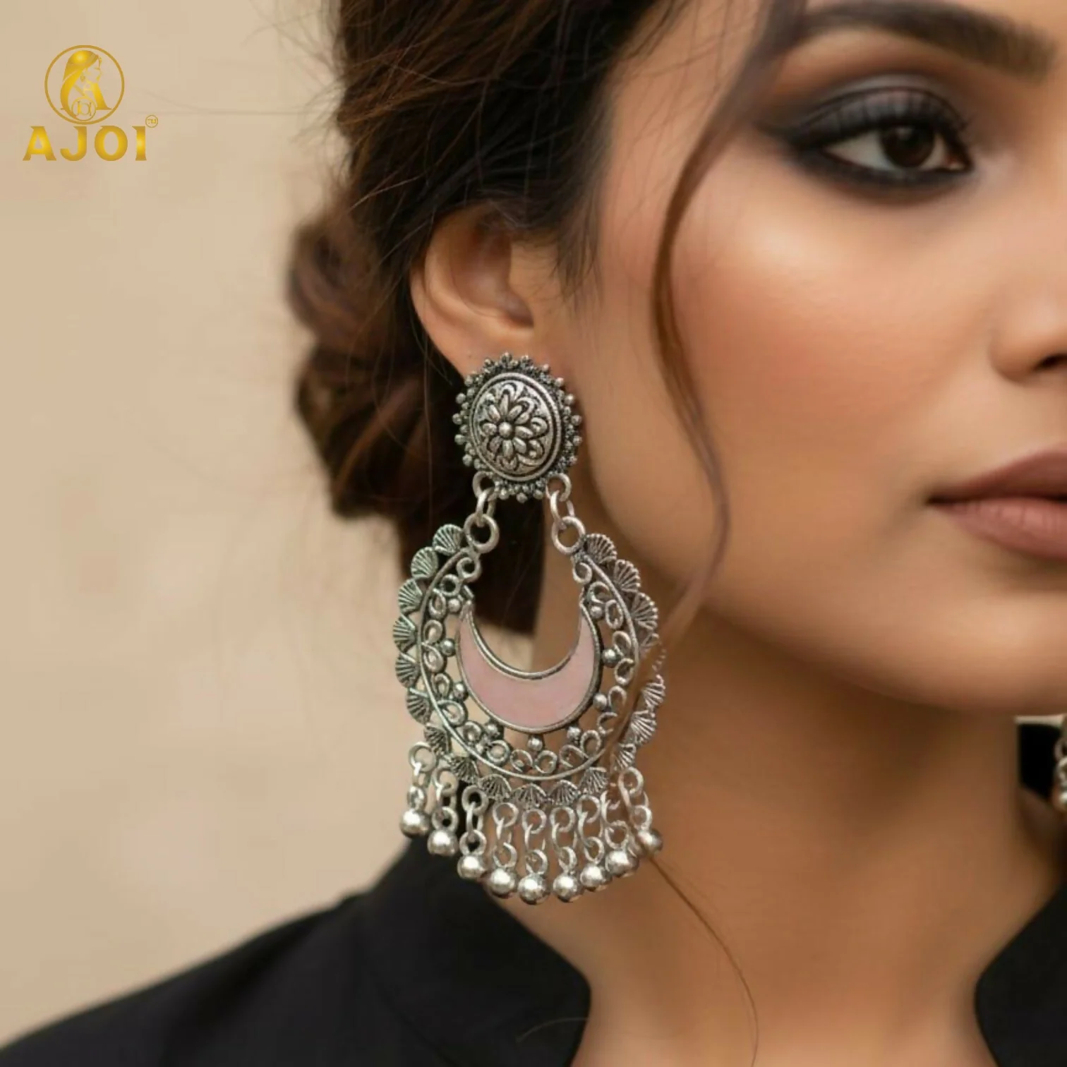 Traditional Oxidised Silver Earrings Combo Set for Women And Girls(PACK OF 4) - Image 2
