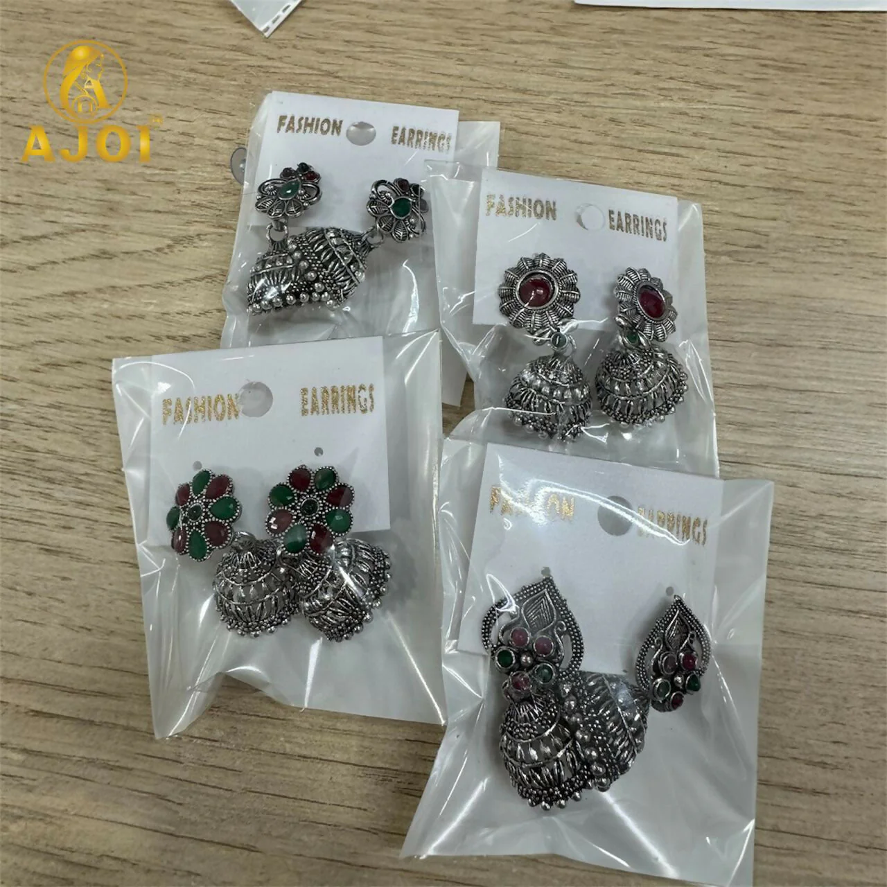 Traditional Oxidised Silver Jhumka Earrings Combo Set for Women & Girls (Set of 4) - Image 5